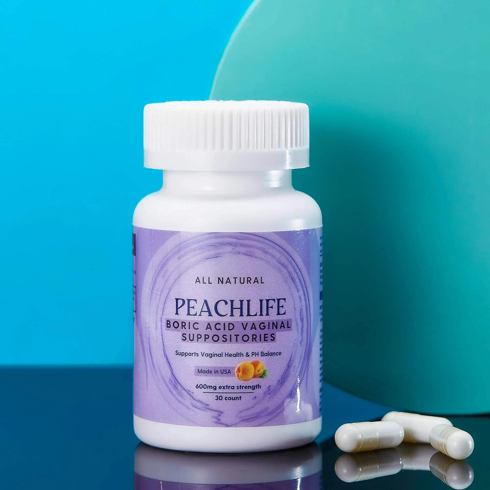 Peachlife Boric Acid Suppositories and Small Soft Menstrual Cup with Ring Pull Peachlife Au supplements