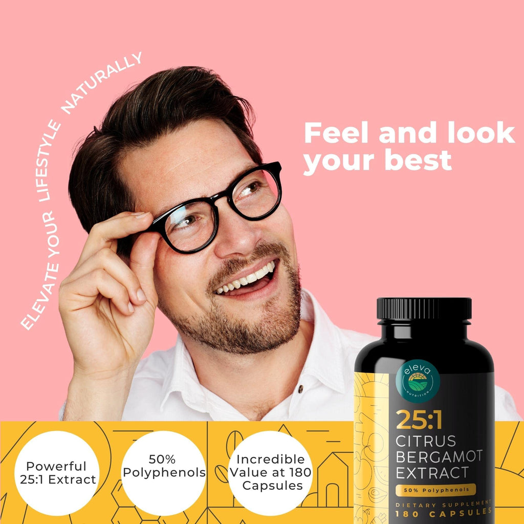 Citrus Bergamot Extract 1000mg Capsules — Natural 25:1 Citrus Bergamot Supplement with 50% Polyphenols Extract and Black Pepper