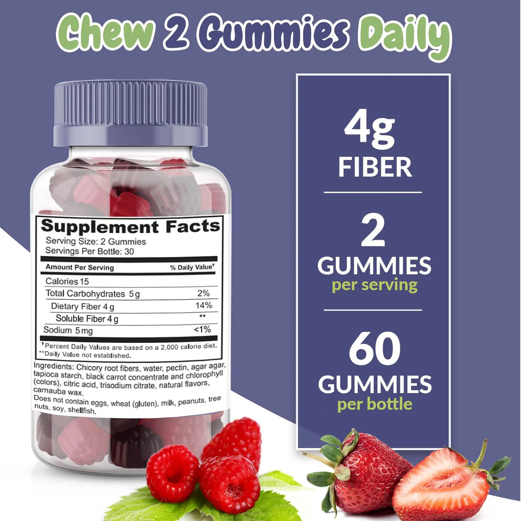 Fiber Prebiotic Gummies Sugar Free, Keto Friendly | Gut Cleansing, Digestive Health Regularity Health Supplied Au supplements