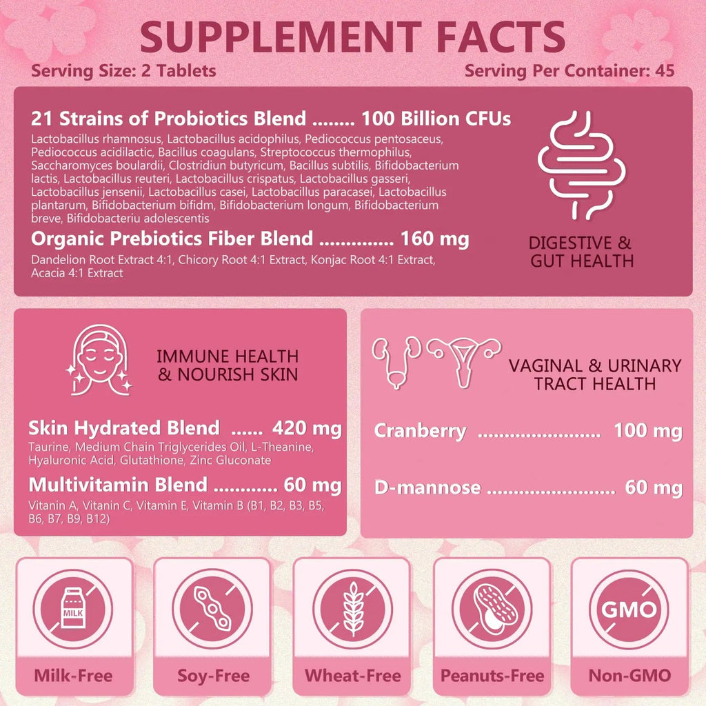 Probiotics for Women Digestive Health, Vaginal Probiotics with D-Mannose & Cranberry NATURE TARGET Au supplements