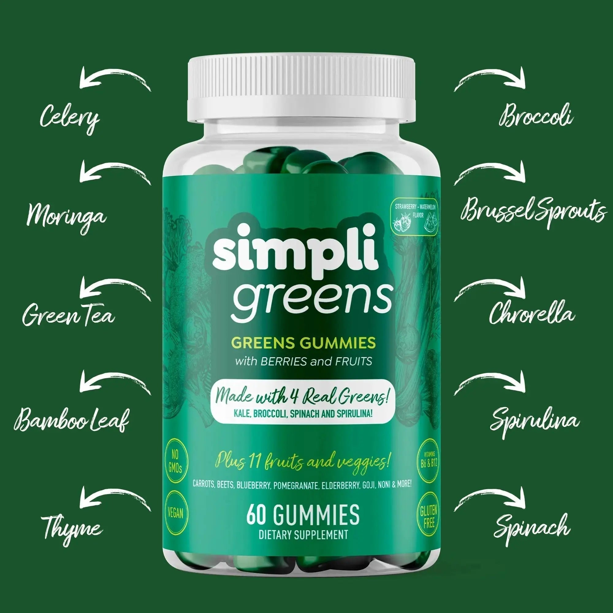 SIMPLI GREENS Vegan Superfood Gummies Supplement – 60 Count – Nutrient-Rich Gummy Vitamins – Supports Overall Wellness SIMPLI GREENS Au supplements