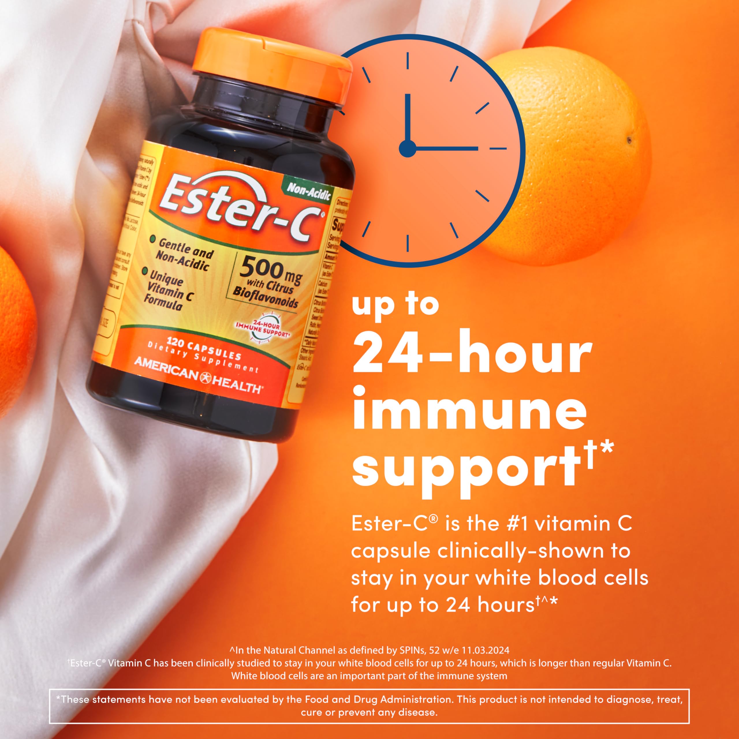 American Health Ester-C with Citrus Bioflavonoids Capsules - Gentle On Stomach, Non-Acidic Vitamin C - 500 mg,