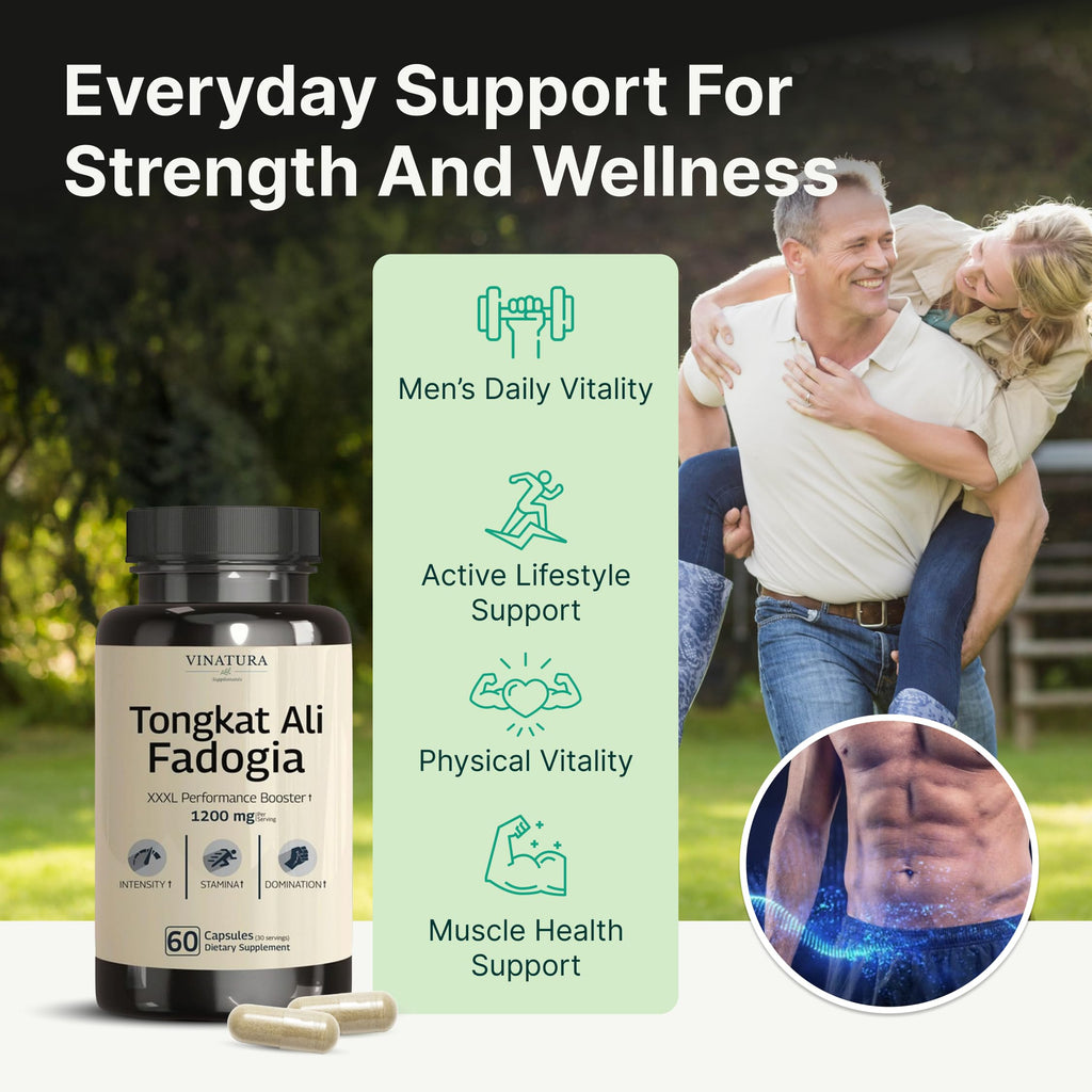 Tongkat Ali Fadogia Agrestis - 1200mg, Enhanced with Nitric Oxide Booster Supplement, Longjack Tongkat Ali for Men,