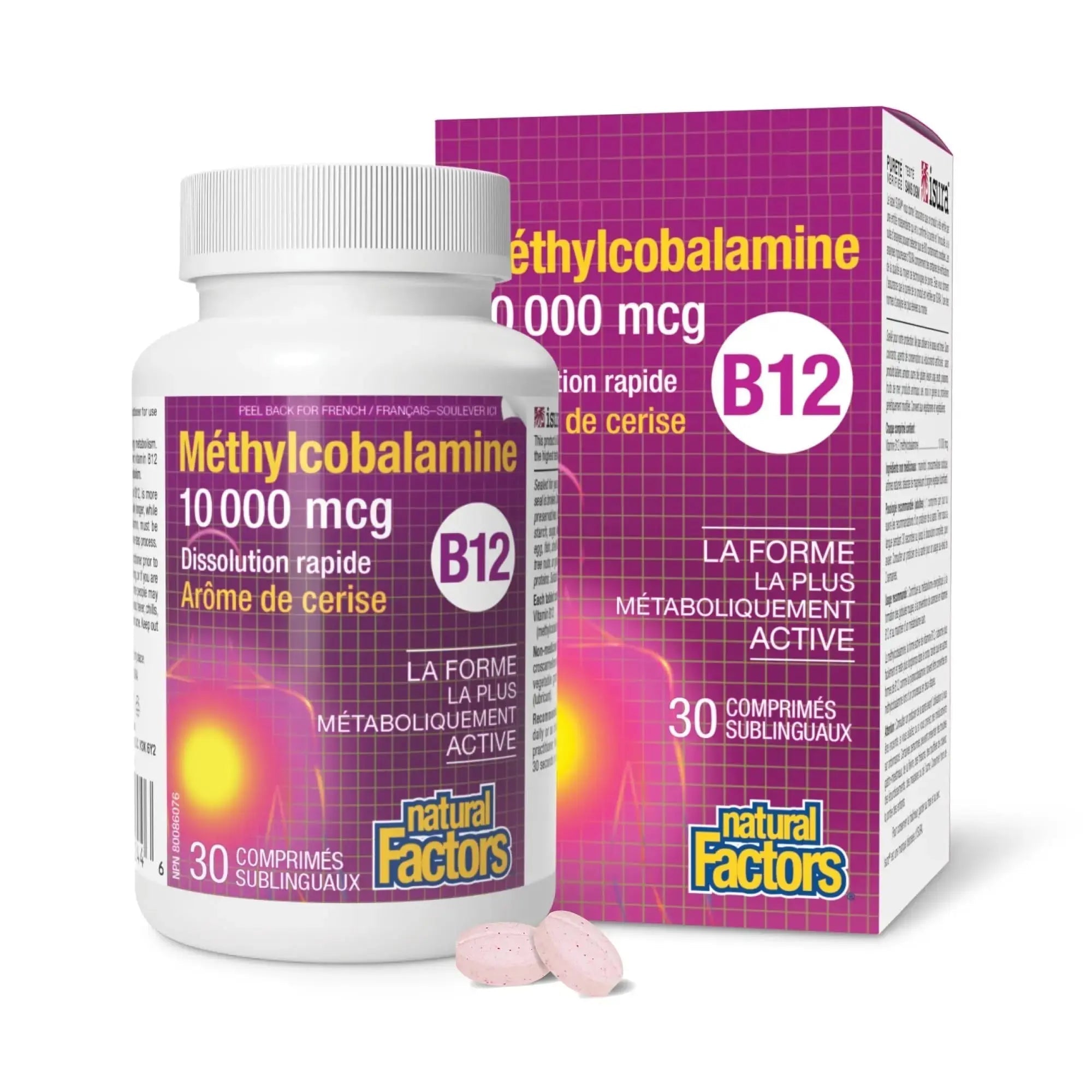 Natural Factors B12 Methylcobalamin, 10,000 mcg, Cherry, 30 Chewable Tablets Natural Factors Au supplements