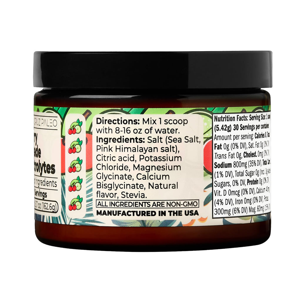 Santa Cruz Paleo Electrolyte Powder, Cherry Limeade, Sugar Free Hydration Drink Mix with Himalayan Pink Salt, Sea Salt, Magnesium Glycinate, Potassium Chloride