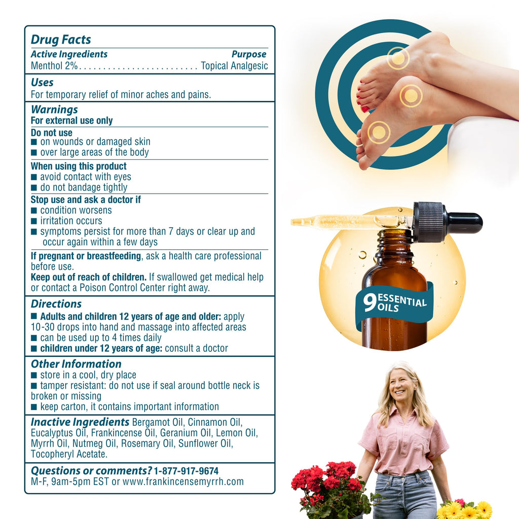 Nerve Pain Relief, Neuropathy Relief for Hands & Feet, Frankincense & Myrrh Rubbing Oil with Menthol and Frankincense Essential Oils, 2 Fl. Oz. Maximum Strength for Foot Pain FRANKINCENSE & MYRRH Au supplements
