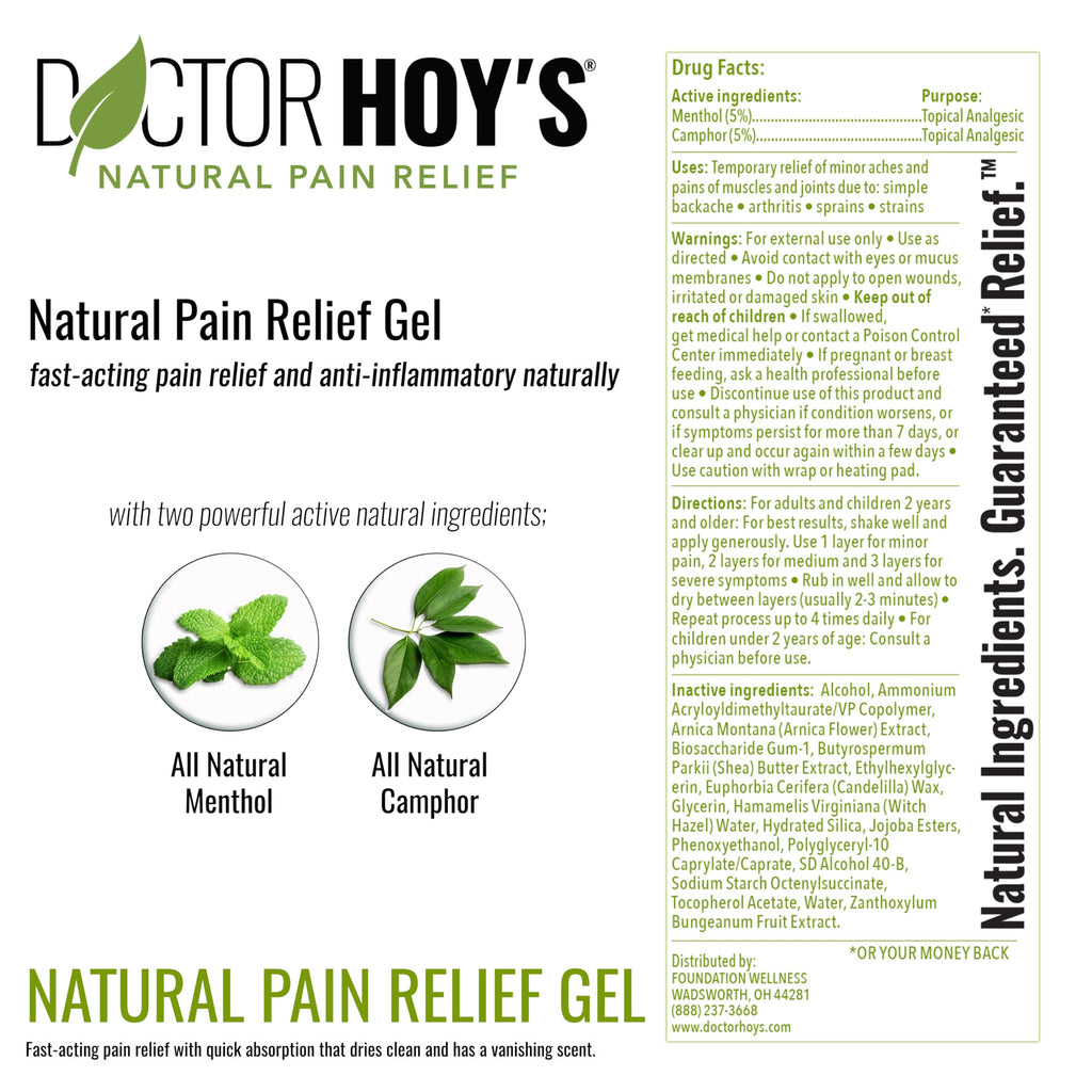 DOCTOR HOY'S Natural Pain Relief Gel, Topical Arnica Anti-Inflammatory Gel for Arthritis, Joint Pain, and Muscle Strains - Clean, Safe and Effective Pain Relief DOCTOR HOY'S Au supplements