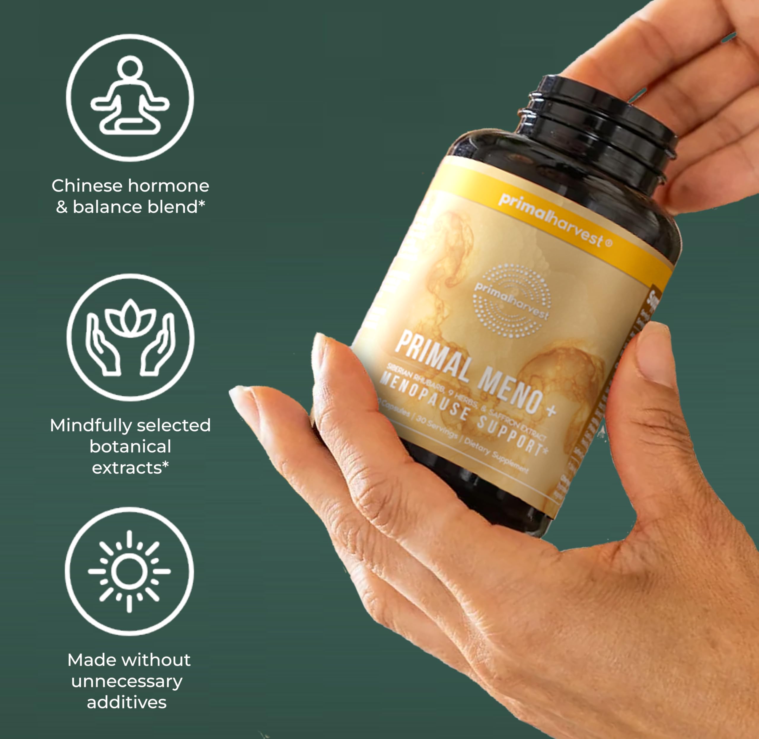 Primal Harvest Meno+ Menopause Support with Saffron & Chinese Herbs Support Mood, Menopausal Symptom Relief, & General Well-Being (1 Pack) Primal Harvest Au supplements