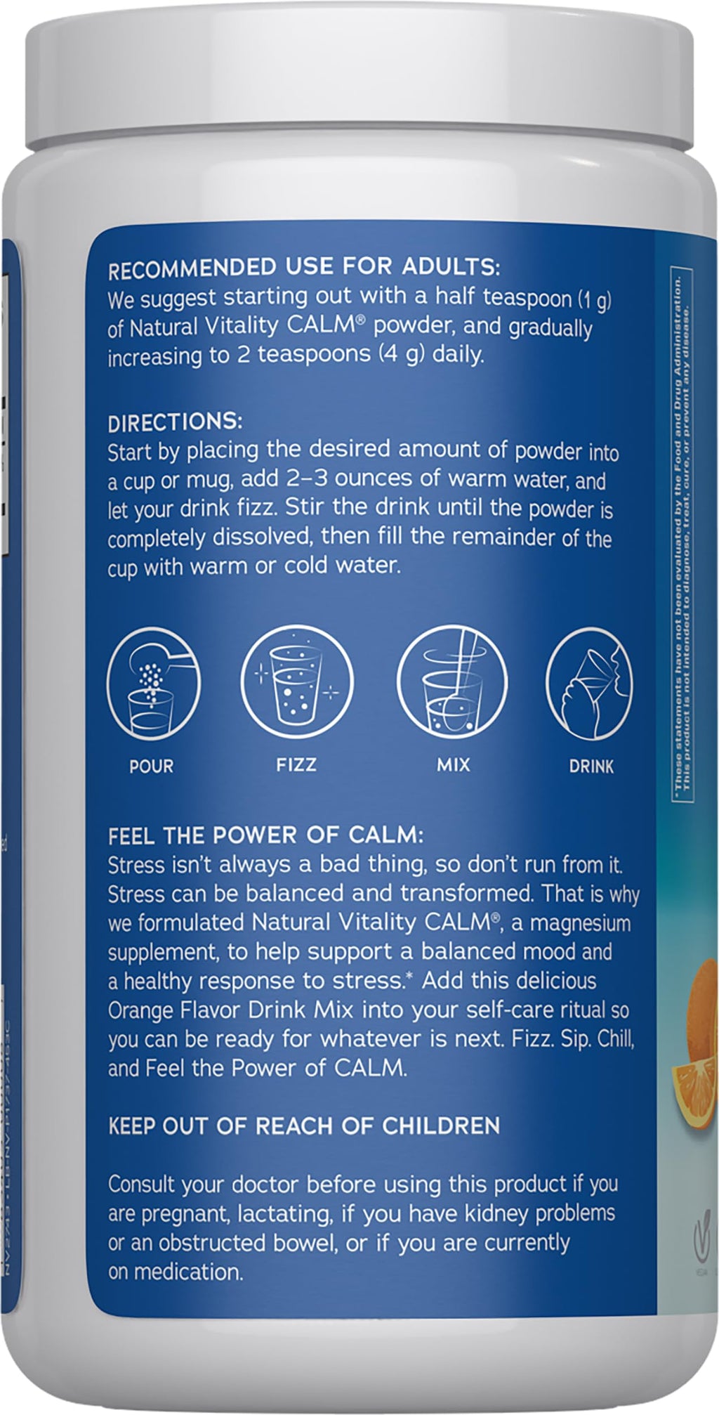 Natural Vitality Calm, Magnesium Citrate Supplement, Anti-Stress Drink Mix Powder, Gluten Free, Vegan