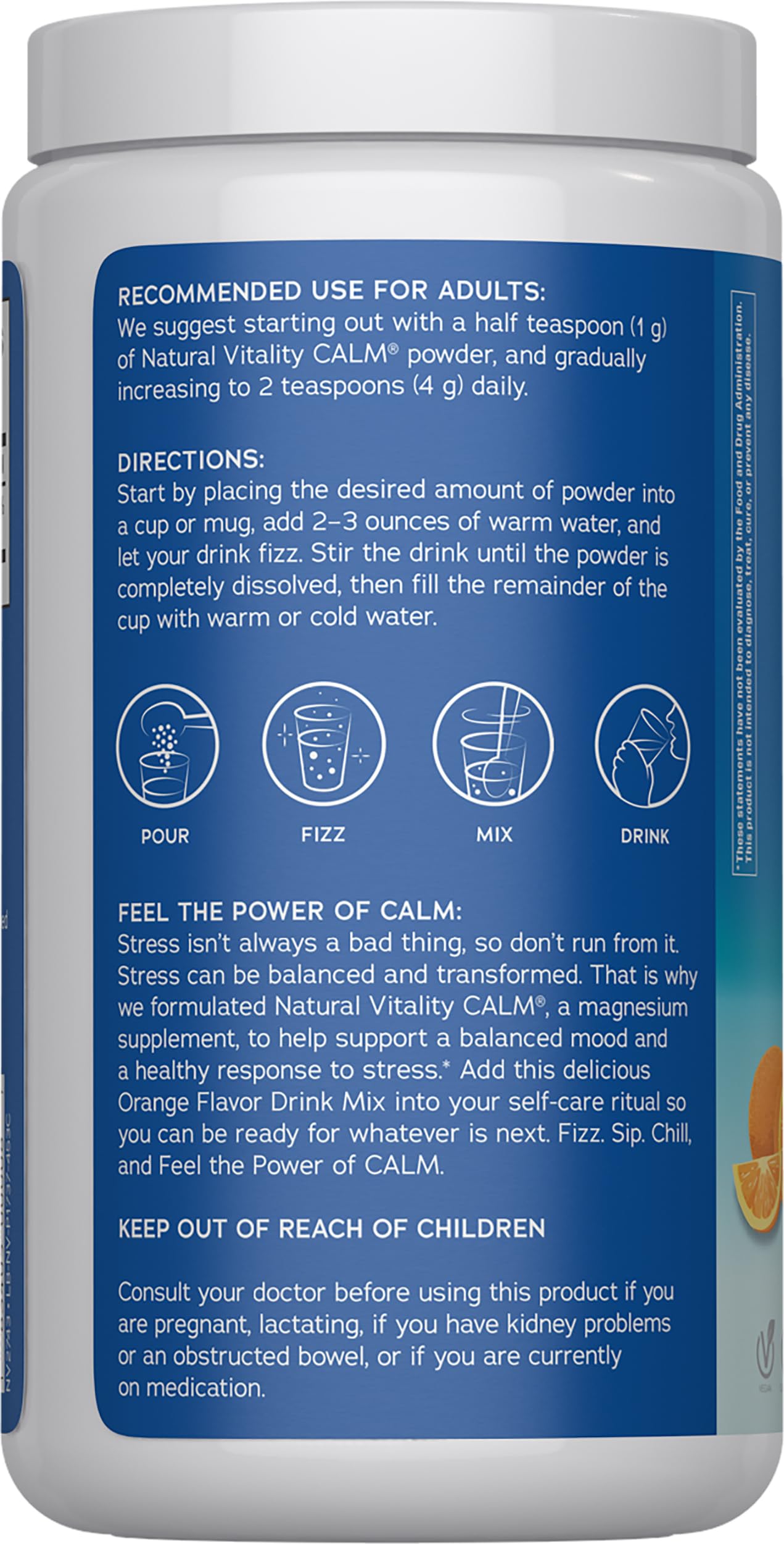 Natural Vitality Calm, Magnesium Citrate Supplement, Anti-Stress Drink Mix Powder, Gluten Free, Vegan