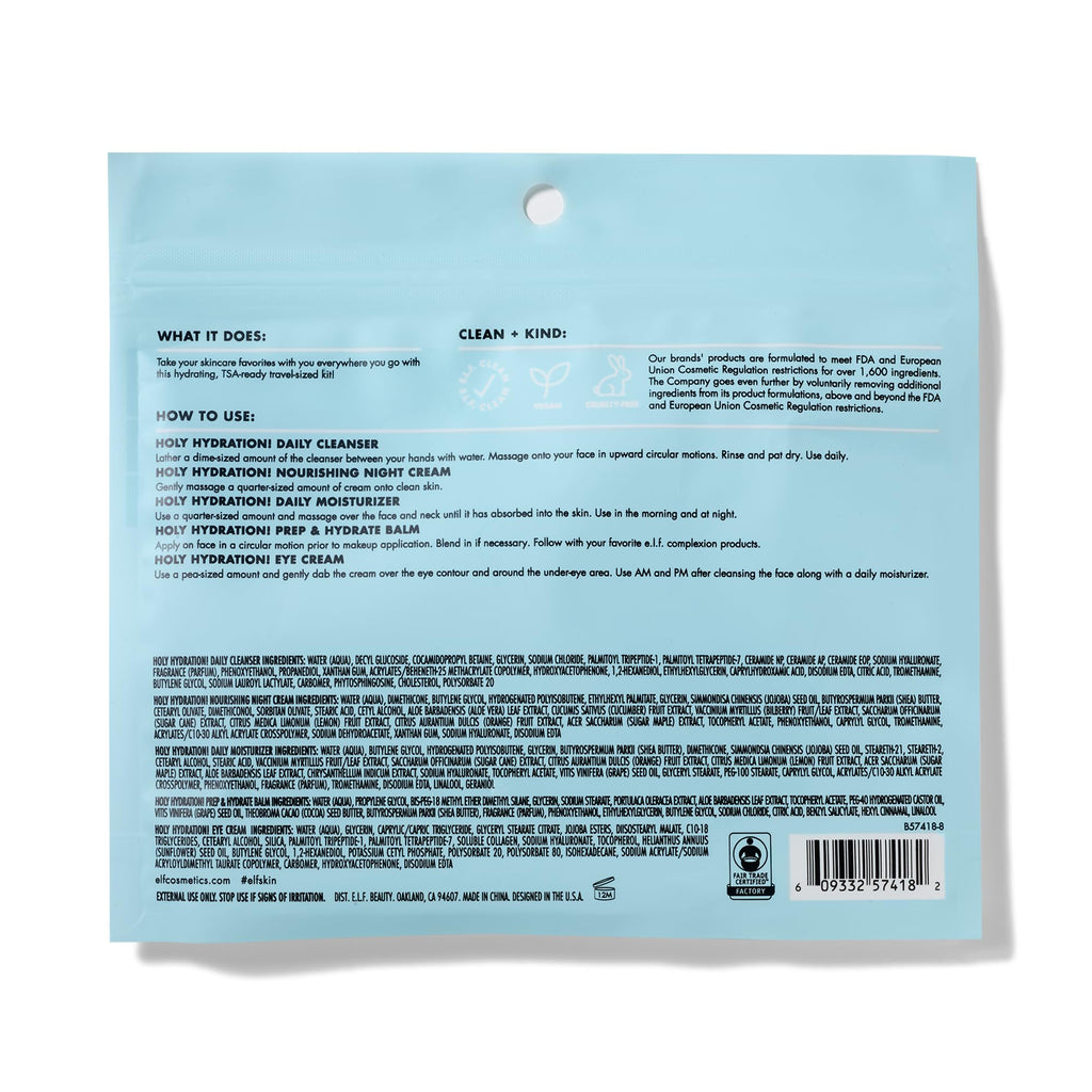 e.l.f. SKIN Holy Hydration! Jet Set Hydration Kit, Travel Friendly Hydrating Skincare Set,