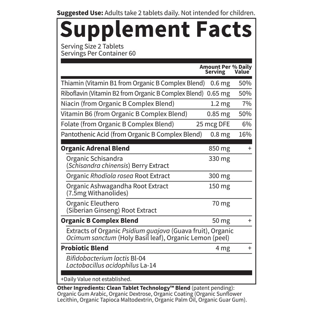 Garden of Life Organics Adrenal Daily Balance, Adaptogenic Herbs Ashwagandha, Holy Basil, B Complex & Probiotics, Organic Non-GMO, Vegan, Gluten Free Supplement, Two Month Supply, 120 Tablets Garden of Life Au supplements