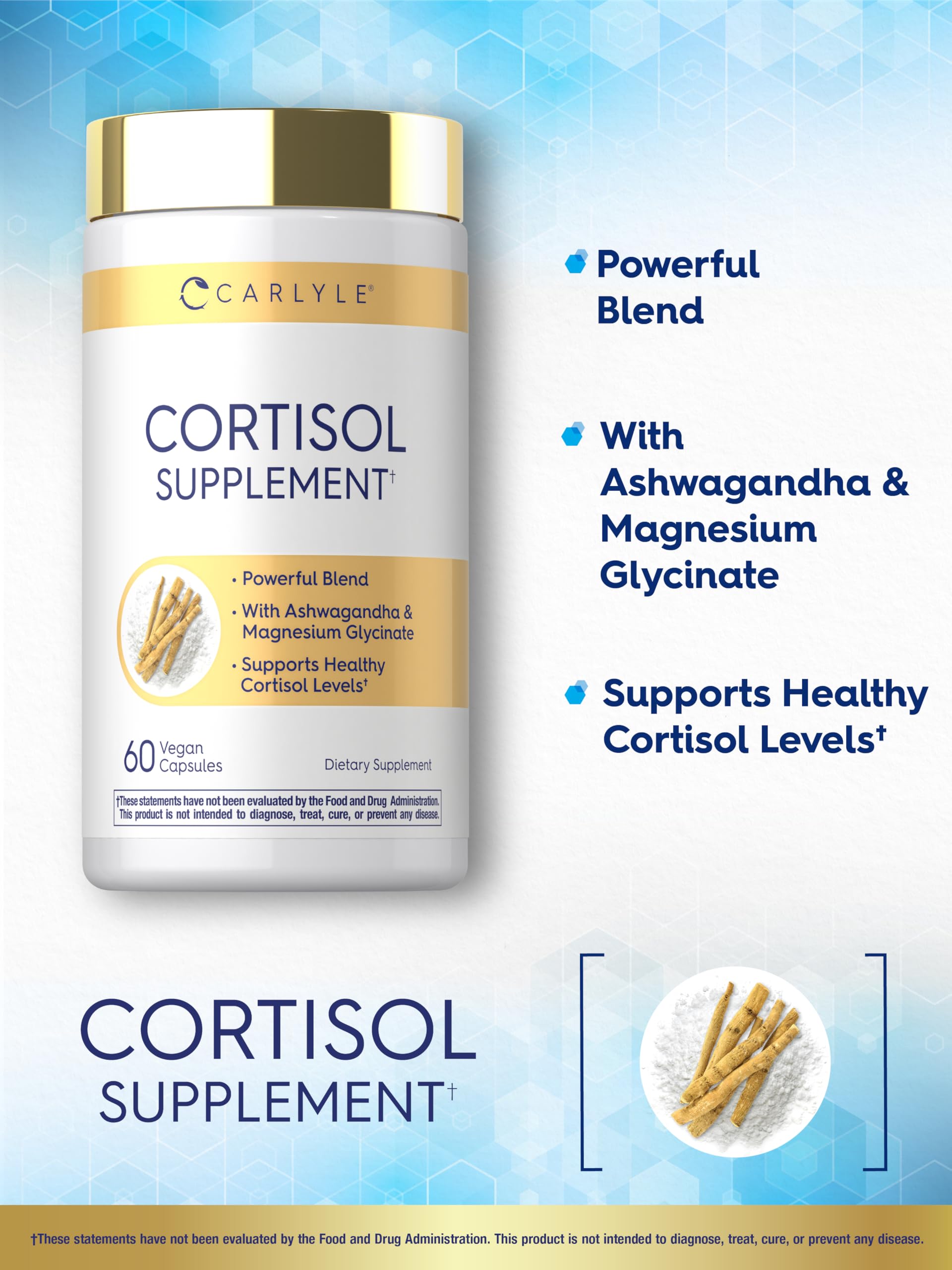 Carlyle Cortisol Supplement | 60 Vegan Capsules | Ashwagandha & Magnesium Complex | Non-GMO, Gluten Free Carlyle Au supplements