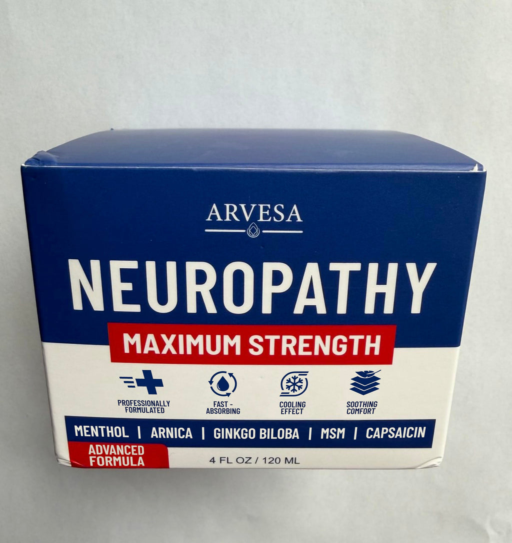 Neuropathy Cream - Maximum Strength - Arnica, MSM, Hemp Seed Oil, Ginkgo Biloba, Capsaicin - Non-Greasy with Cooling Effect - Value Pack - Natural Ingredients - Formulated in USA Arvesa Au supplements