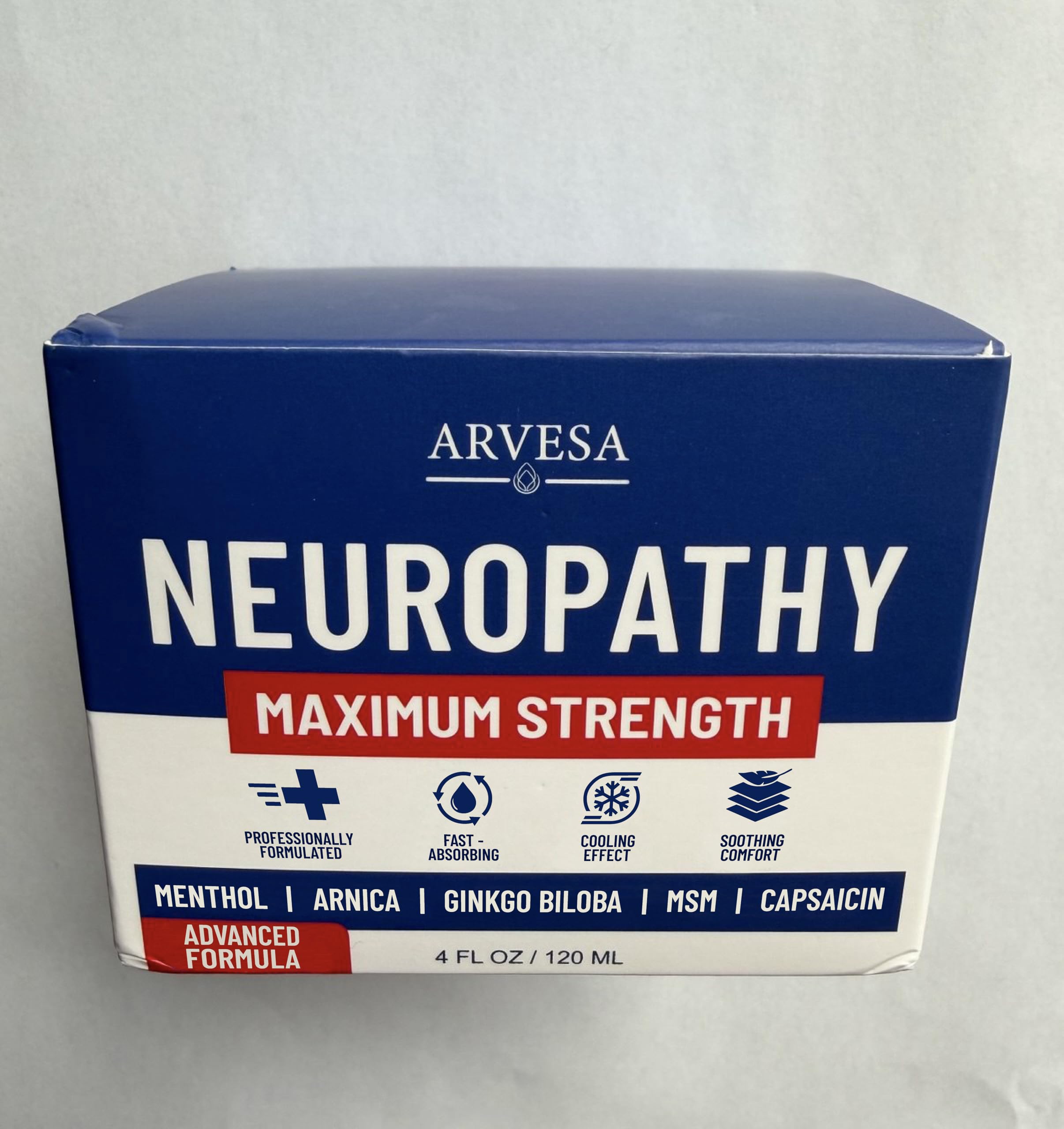 Neuropathy Cream - Maximum Strength - Arnica, MSM, Hemp Seed Oil, Ginkgo Biloba, Capsaicin - Non-Greasy with Cooling Effect - Value Pack - Natural Ingredients - Formulated in USA Arvesa Au supplements
