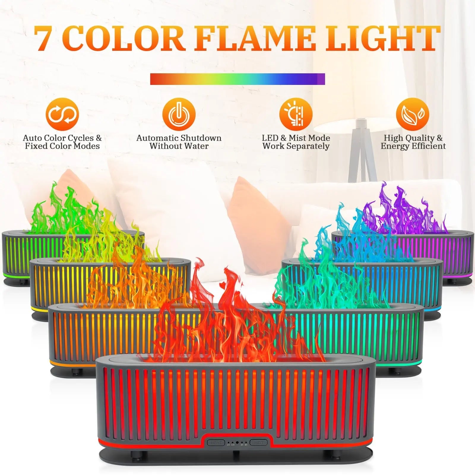 Comfynest Colorful Flame Fire Fireplace Diffuser with 6 Essential Oils Set, Ultrasonic 200ml Essential Oil Comfynest Au supplements