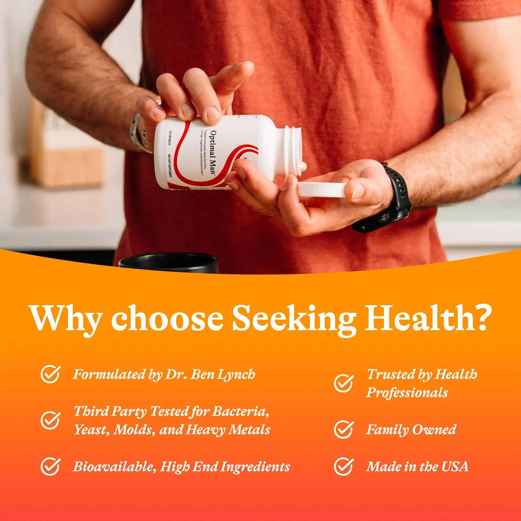 Seeking Health Optimal Man - Multivitamin Supplement with Zinc, Active Folate, & Alpha-Lipoic Acid - Multivitamin Supports Energy & Brain Health - Support Healthy Aging Seeking Health Au supplements