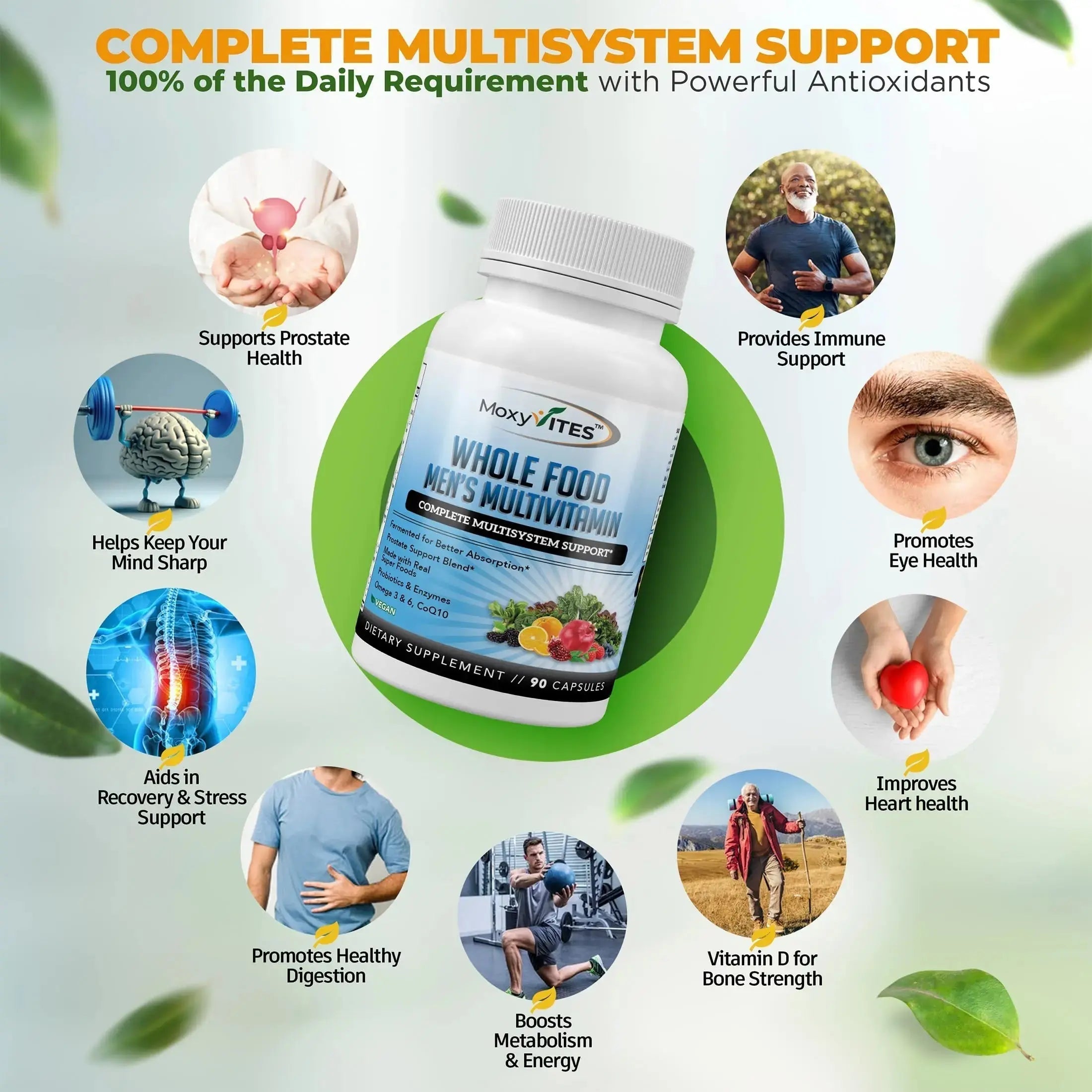 Methylated Mens Multivitamins - Daily Mens Vitamins with 44 Organic Whole Food - Multivitamin for Men with Iron & Fermented Nutrients MoxyVites Au supplements