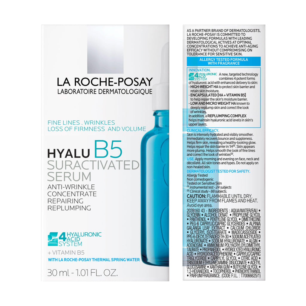 La Roche-Posay Hyalu B5 Suractivated Hyaluronic Acid Serum for Face, Vitamin B5 + Hyaluronic Acid + Glycerin