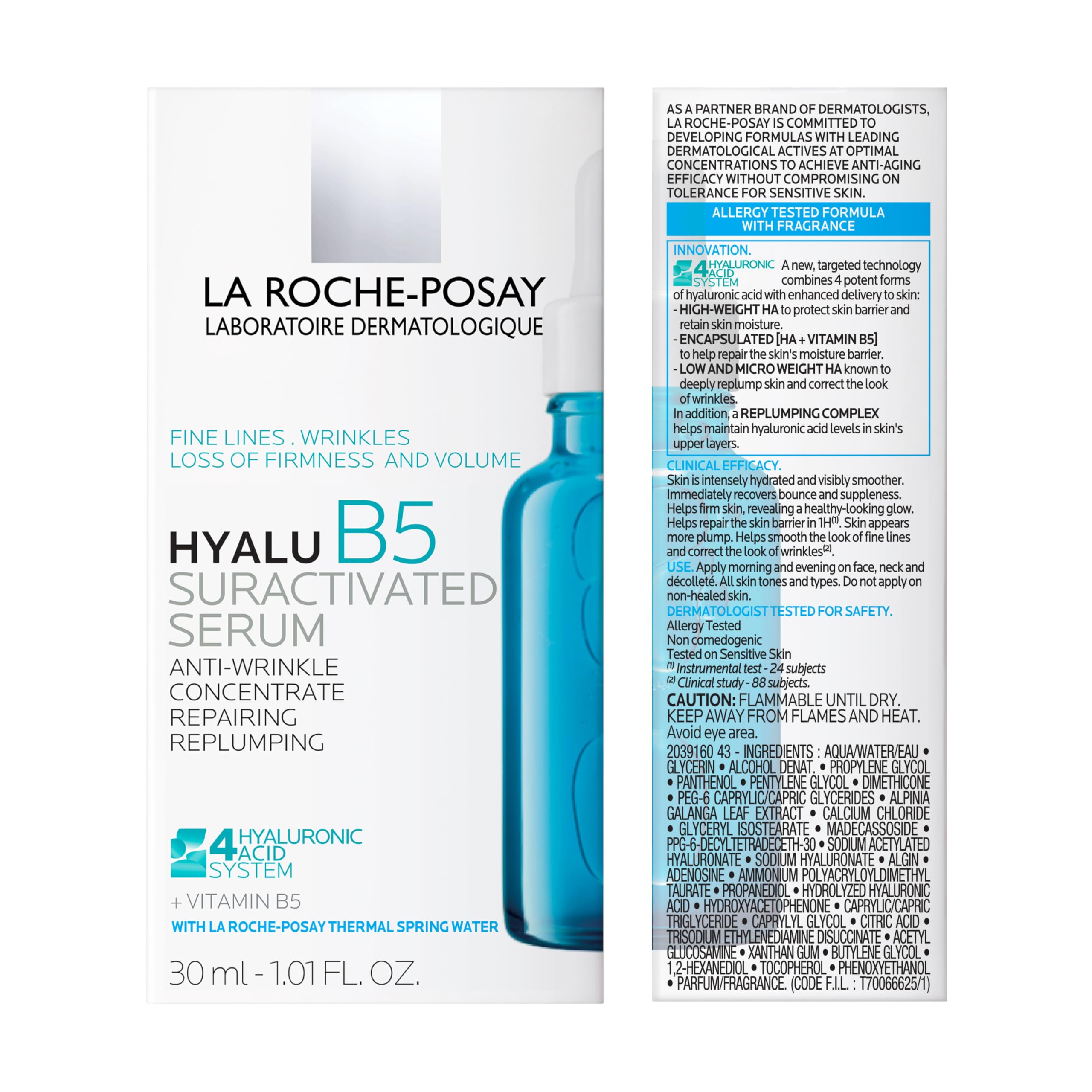 La Roche-Posay Hyalu B5 Suractivated Hyaluronic Acid Serum for Face, Vitamin B5 + Hyaluronic Acid + Glycerin