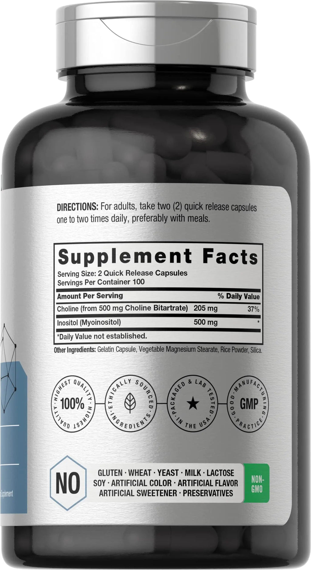 Choline Inositol 1000mg Supplement | 200 Capsules | Non-GMO, Gluten Free | by Horbaach Horbäach Au supplements