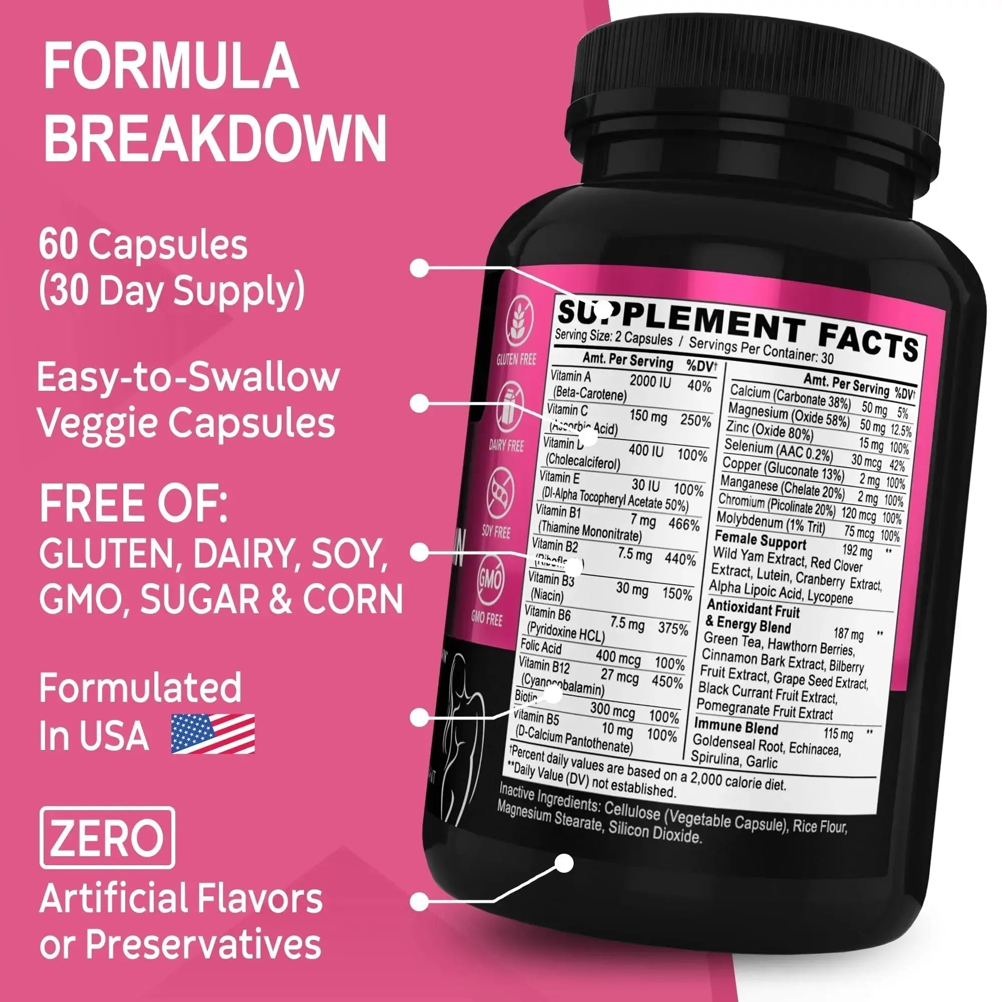 Womens Multivitamin - Natural Daily Multi Vitamins for Women - Womans Energy Vitamin DR. BO Au supplements