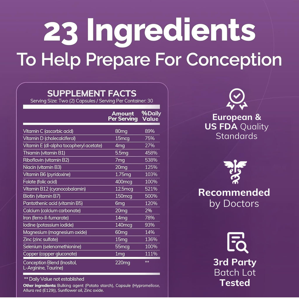CONCEIVE PLUS Womens Fertility Support – Prenatal Multivitamin for Trying to Get Pregnant – Conception Blend, Hormonal Balance, Folate, Zinc, Thiamin, Riboflavin, Biotin – Non-GMO, Vegan – 30 Days CONCEIVE PLUS Au supplements