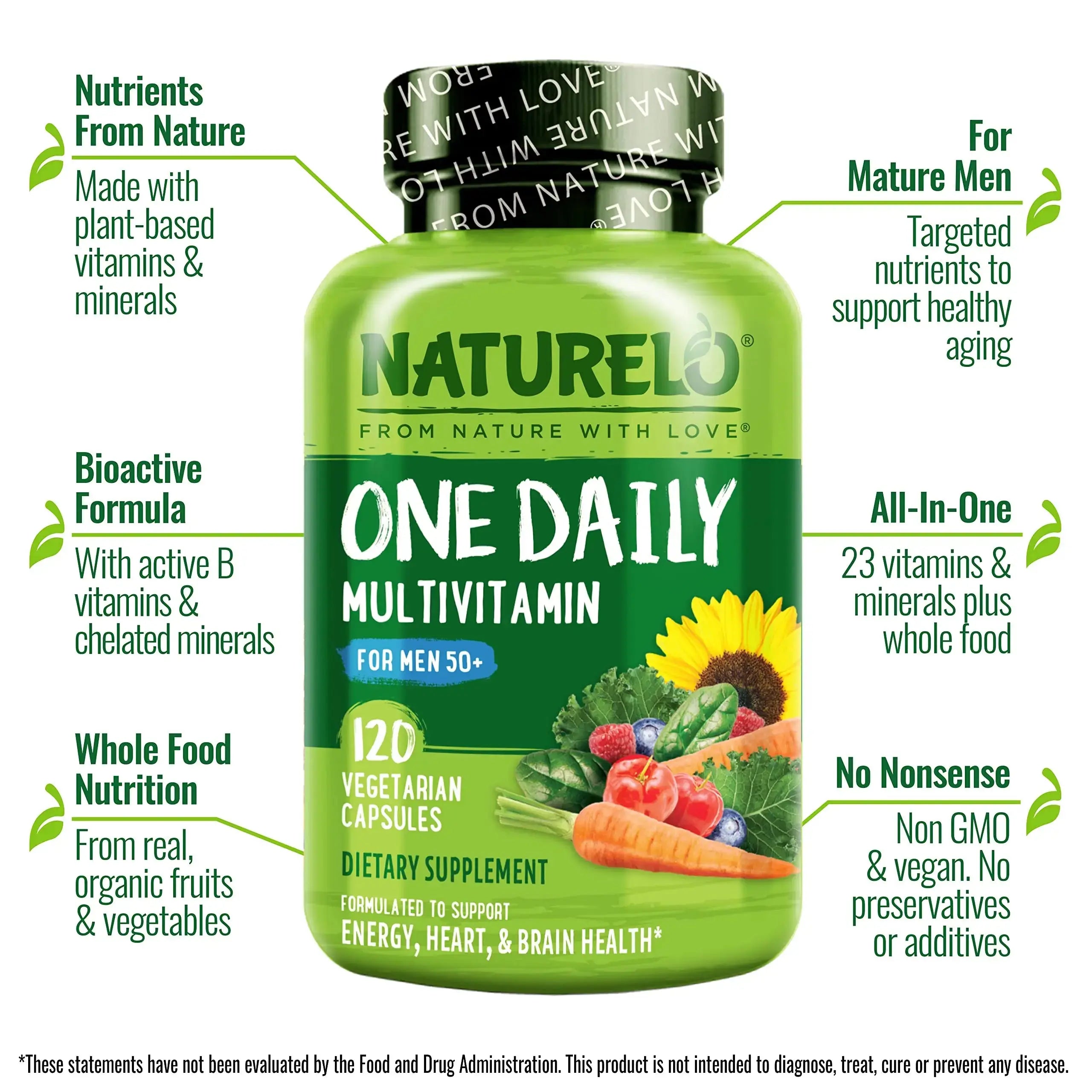 NATURELO Mens Multivitamins for Men 50+ - One Daily Multivitamin for Men with Vitamins, Minerals & Organic Whole Foods, Boost Energy & Health, NATURELO Au supplements