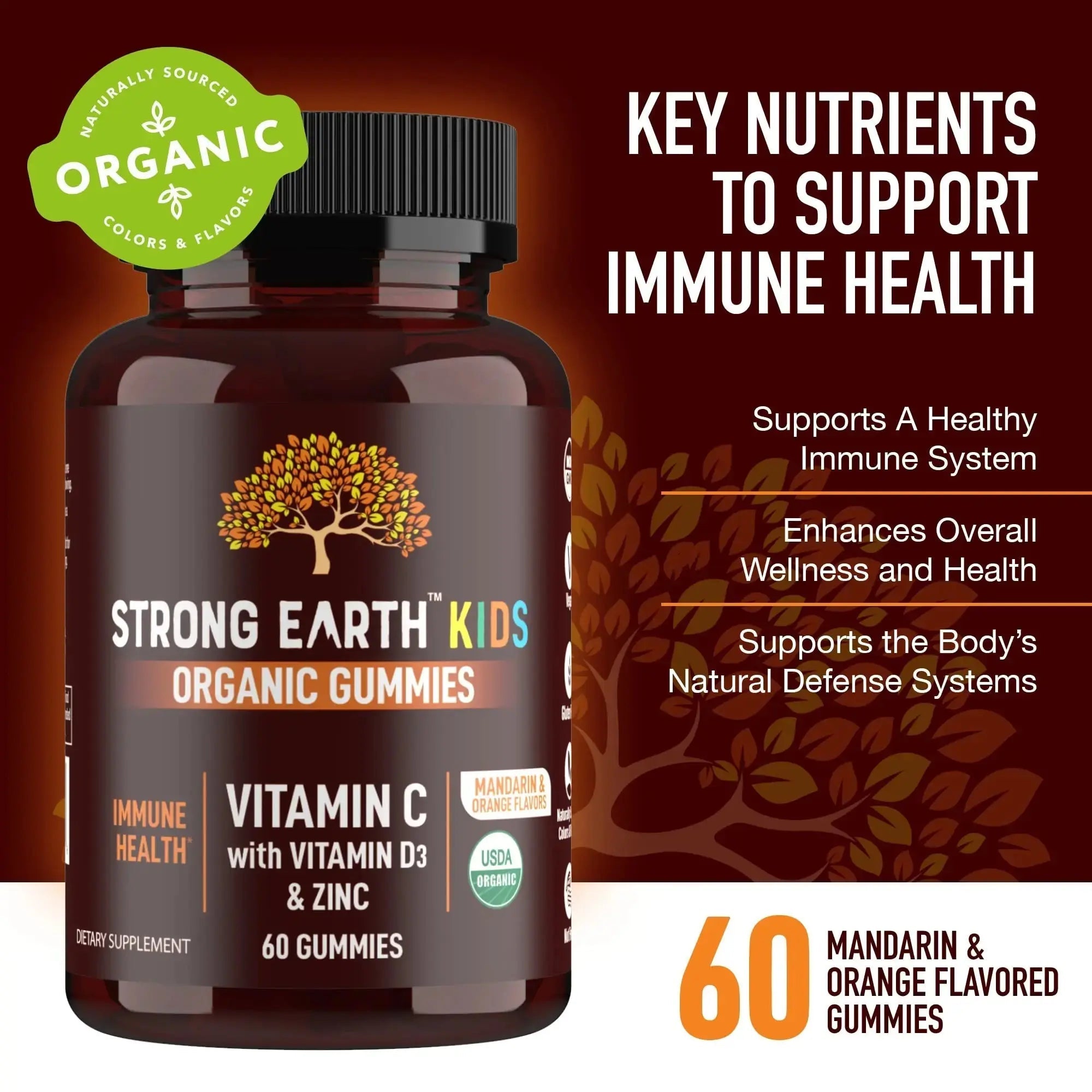 YUM-V'S Kids Strong Earth - Organic Immune Health Gummies with Vitamin C, Vitamin D3 Plus Zinc - Immune System Boost Zinc YUM-V'S Au supplements
