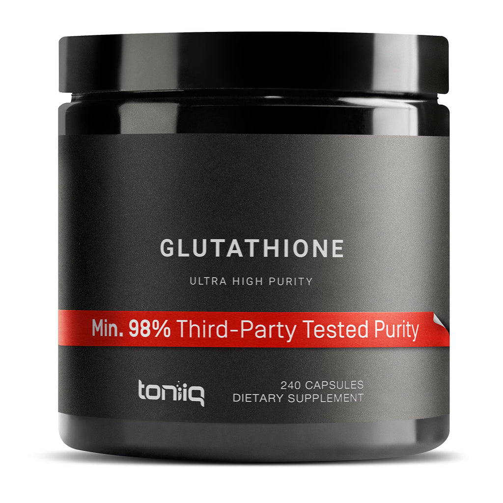 Toniiq Ultra High Strength Glutathione Capsules - 1000mg Concentrated Formula - 98%+ Highly Purified and Bioavailable - Non-GMO Fermentation - 240 Capsules Reduced Glutathione Supplement Toniiq Au supplements