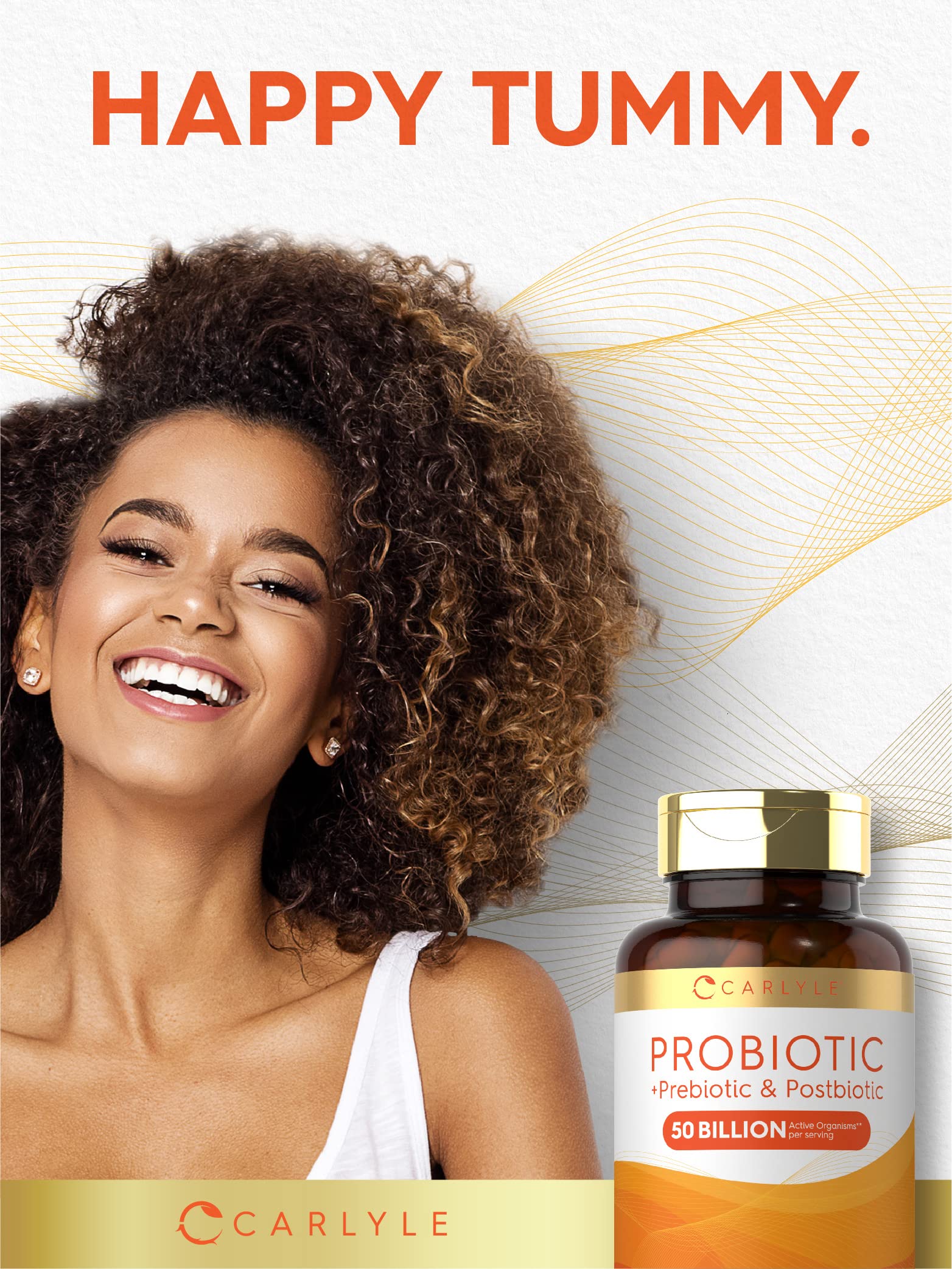 Carlyle Probiotic for Women and Men | 50 Billion CFU | 60 Capsules | Plus Prebiotic and Postbiotic | Complex Supplement | Vegetarian, Non-GMO, and Gluten Free