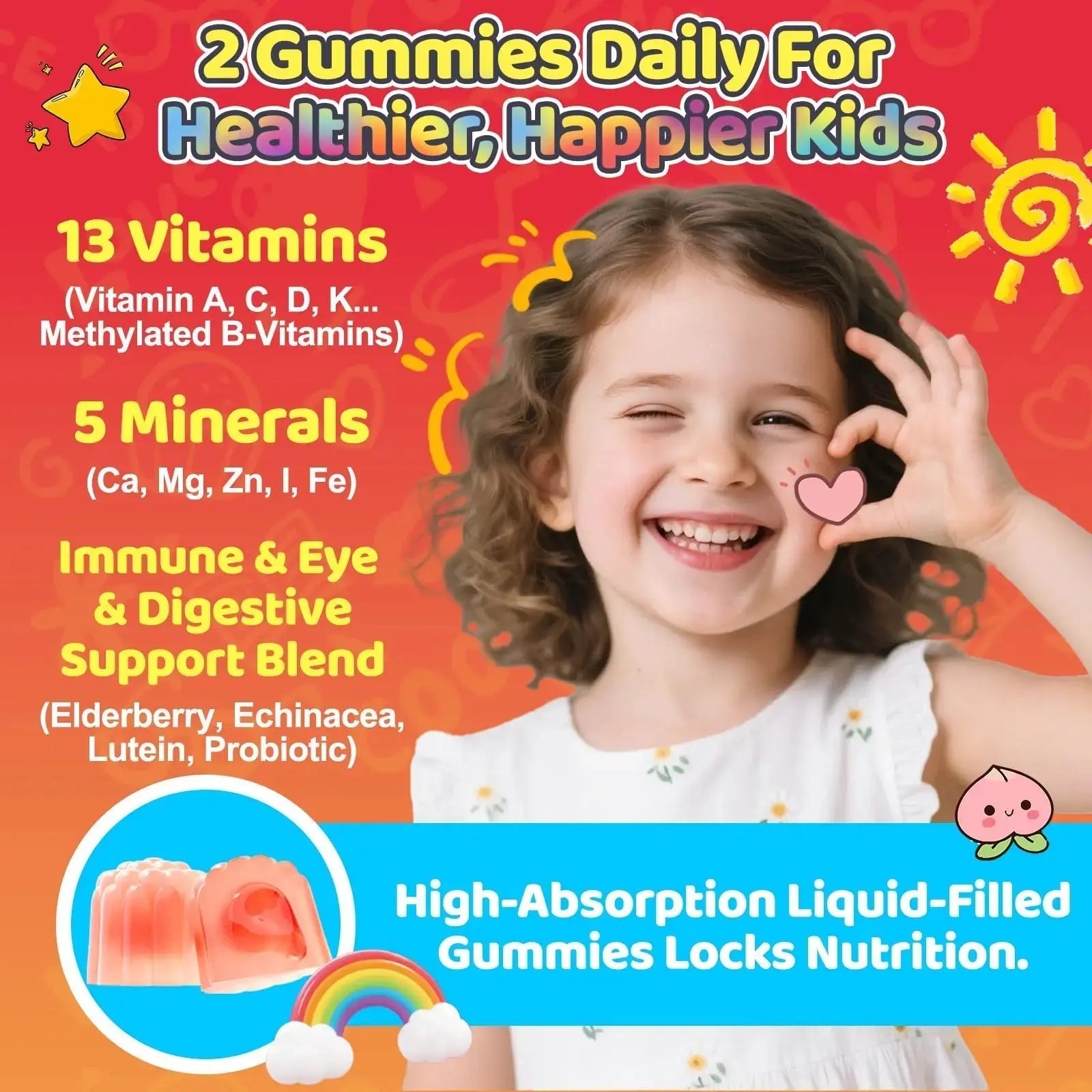 Fajeckma Organic Kids Multivitamin Gummies: Sugar Free Multi Vitamin Gummy with Vitamins D3 Iron Omega Probiotic Elderberry Calcium Zinc Dha Fajeckma Au supplements