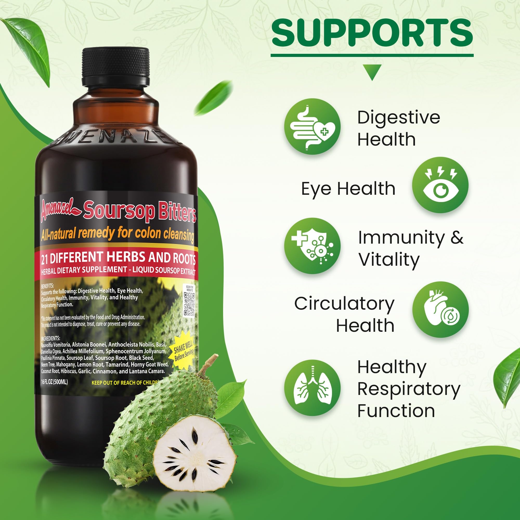 Amenazel Organic Soursop Bitters, 16 fl oz