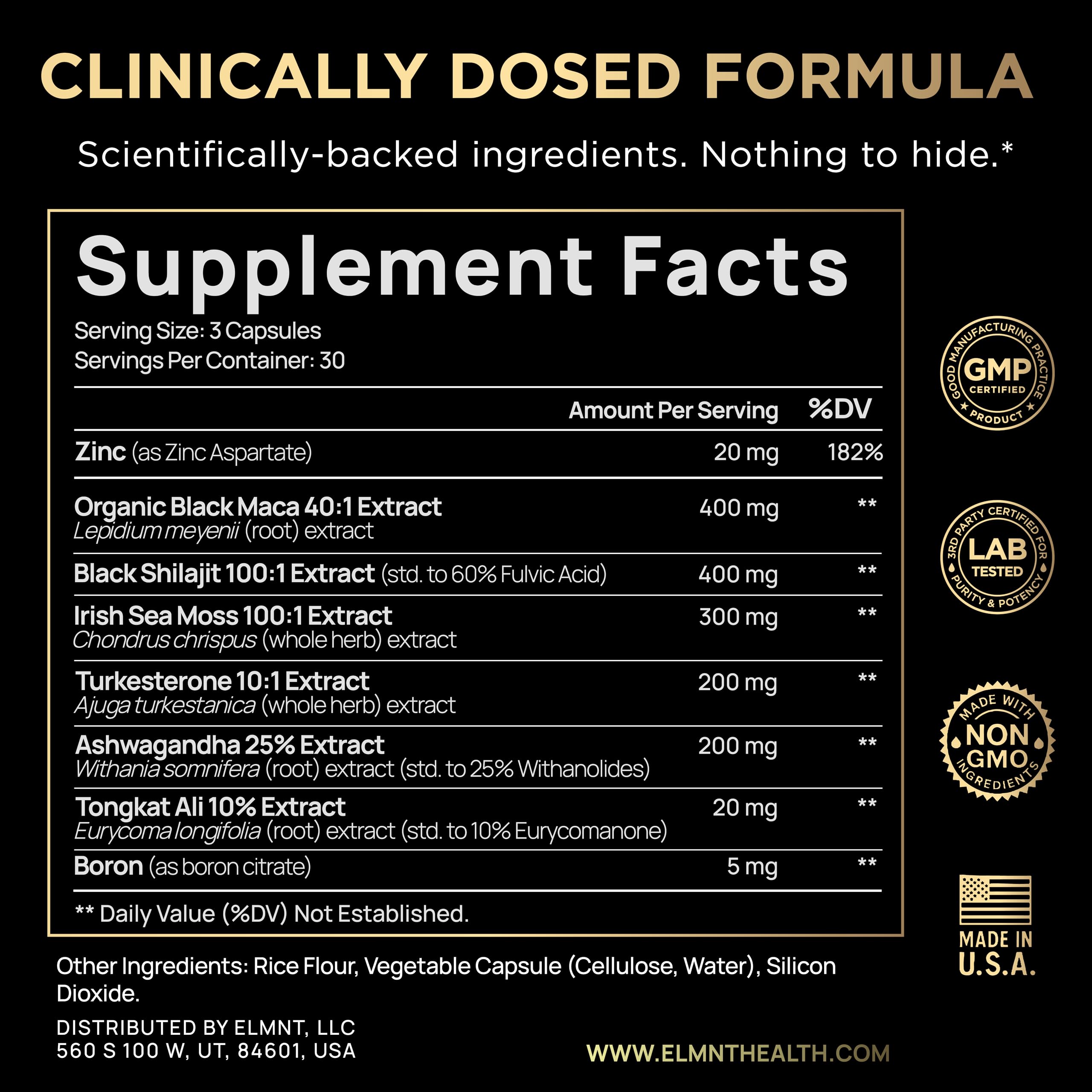 ULTRA MALE® Premium for Men w. 100:1 Shilajit, 40:1 Black Maca, Ashwagandha 25%, Tongkat Ali 10% - Clinical Strength Male Enhancing Supplement for Men Health Libido+