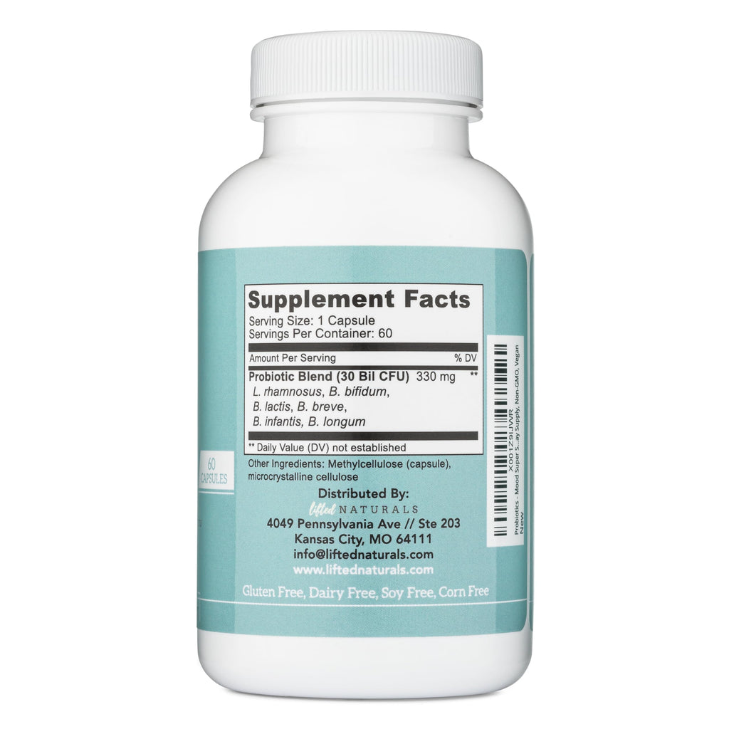 Probiotics - Mood Super Strains Probiotic - Naturally Supports Digestion & Mood - Histamine-Free Probiotics w/ L Rhamnosus GG, Shelf Stable Probiotic Supplement, 60 Day Supply, Non-GMO, VEGAN Lifted Naturals Au supplements