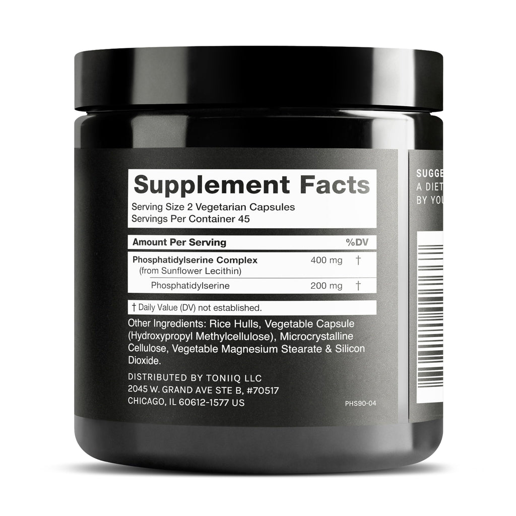 Toniiq Phosphatidylserine - 400mg Formula - World’s First 50% Purity - Highest Purity in the US - Soy Free Phosphatidylserine Supplement