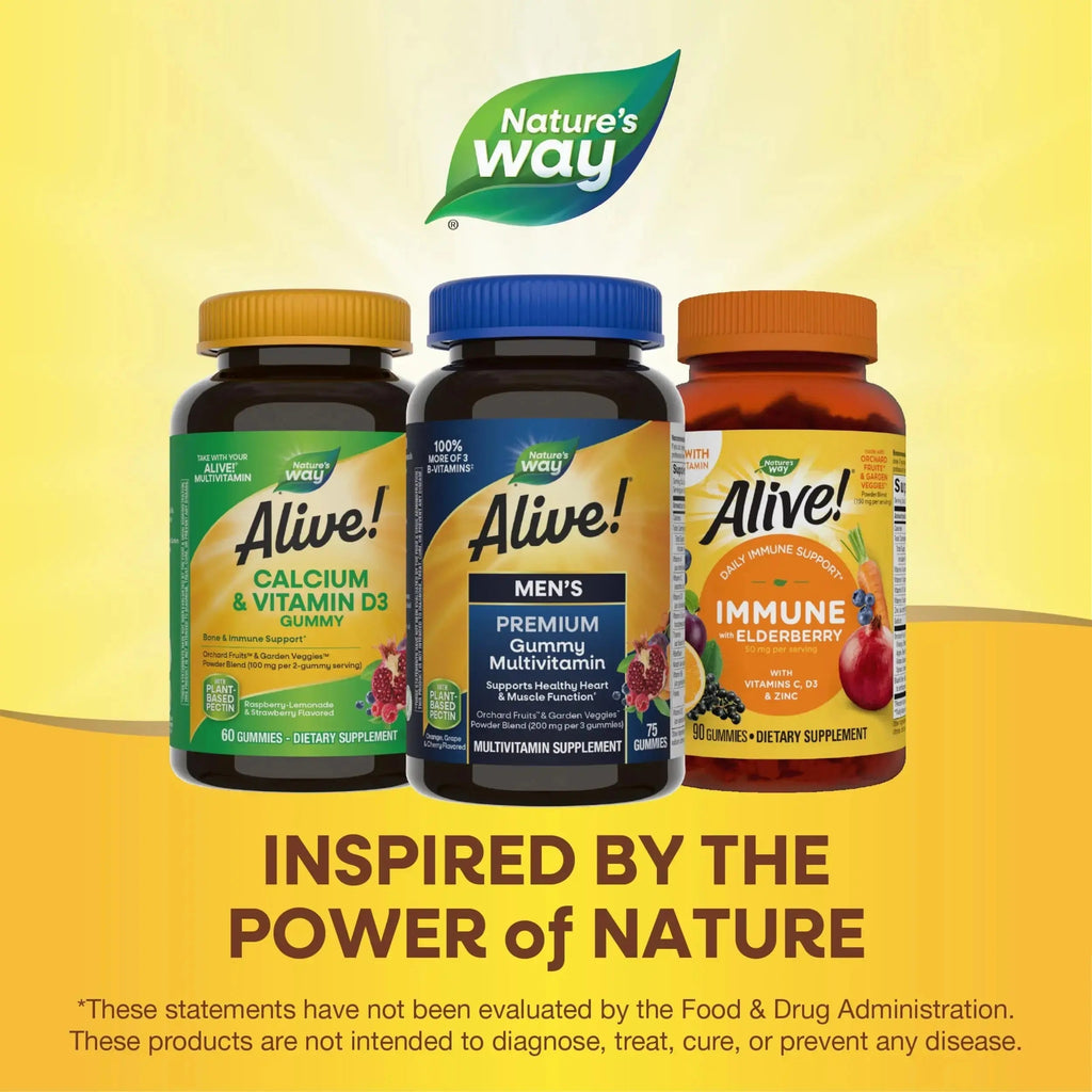 Nature's Way Alive! Men's Premium Gummy Multivitamin, Supports Healthy Heart, Muscle Function*, Full B-Vitamin Complex, Orange, Grape Nature's Way Au supplements