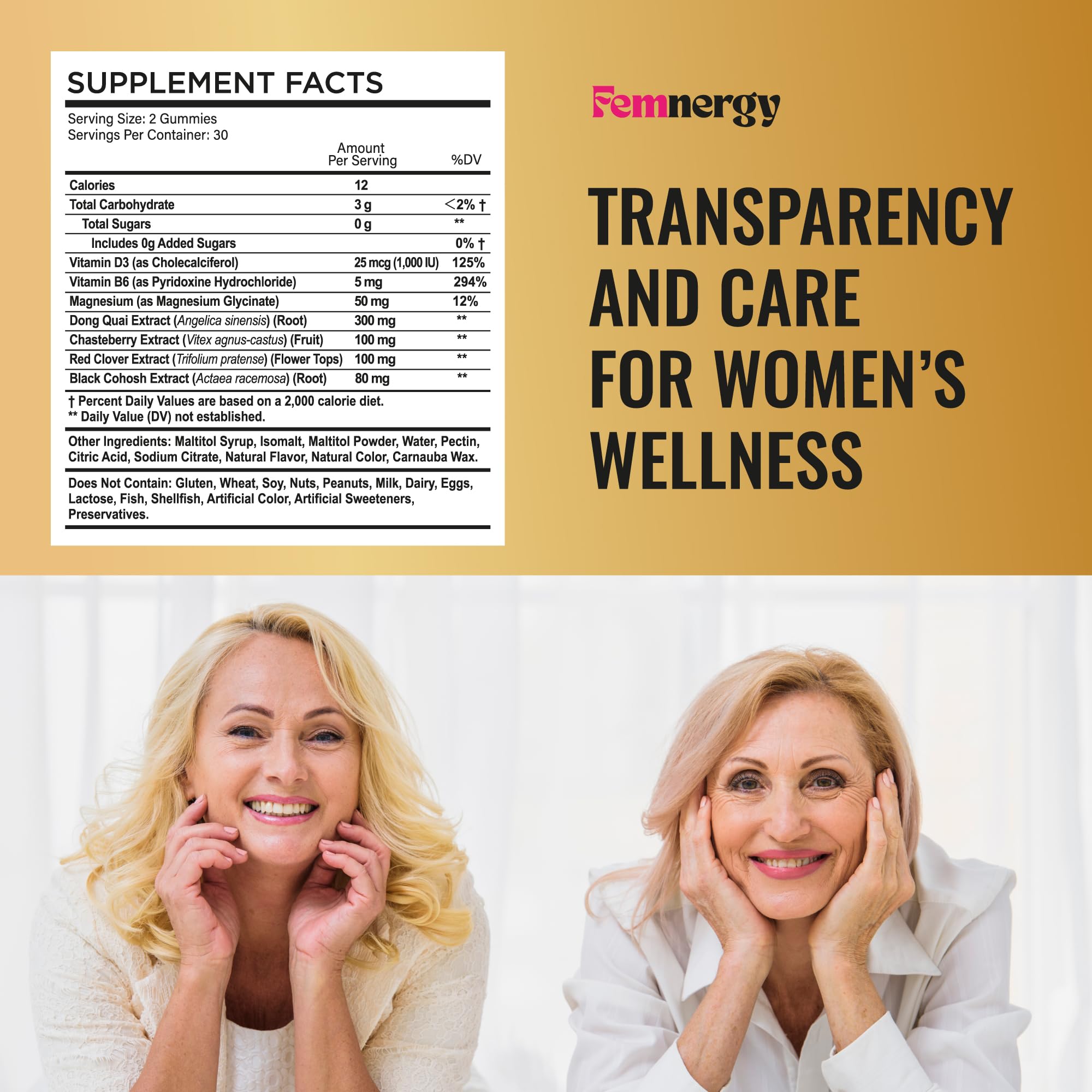 Femnergy Perimenopause Support Gummies for Women - Menopause Relief Estrogen & Hormone Balance Supplement with Black Cohosh Chasteberry Vitamins D3 B6 for Hot Flashes Night Sweats & Mood Swings Femnergy Au supplements