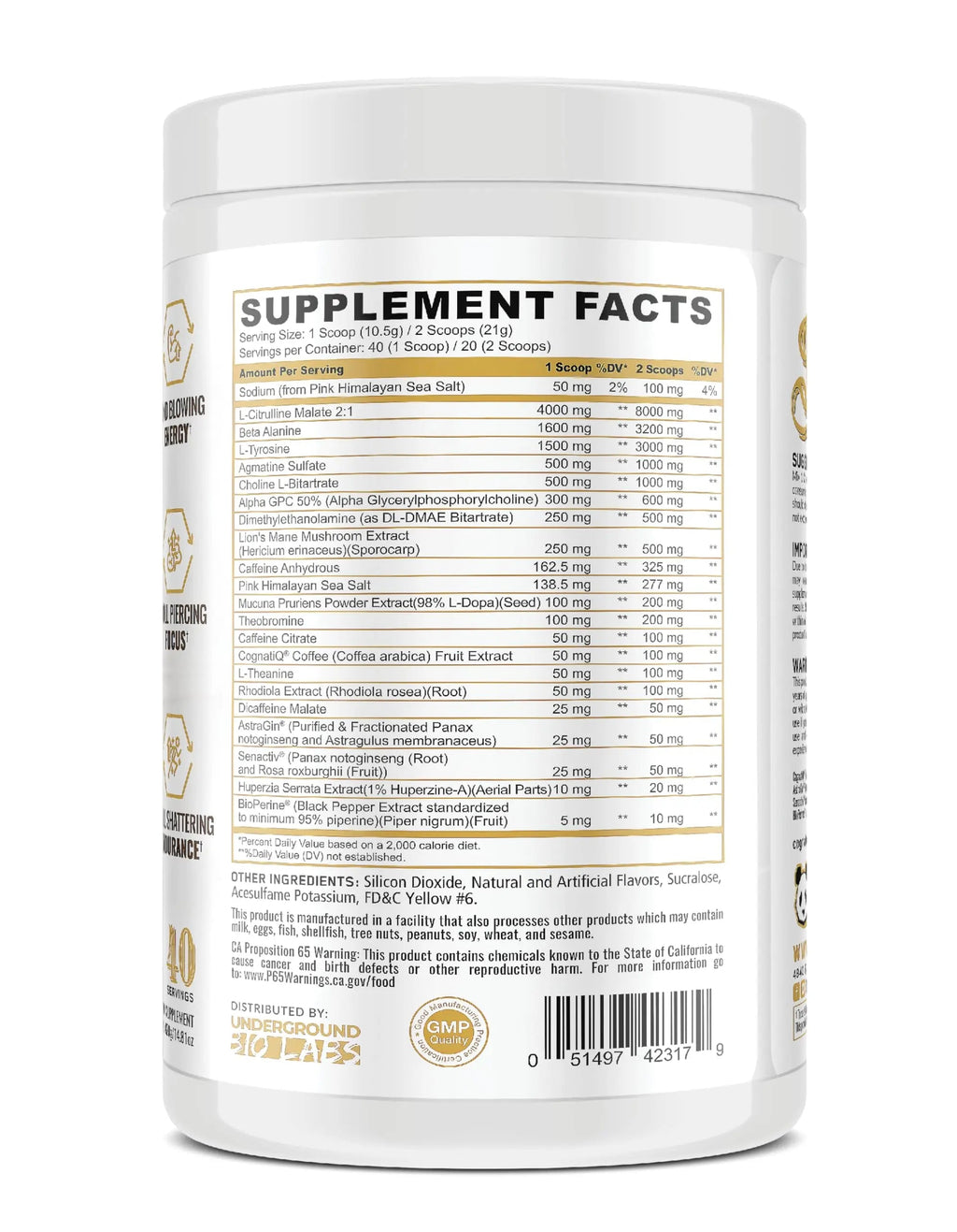Underground Bio Labs/Panda Supps Skull High Stim/Nootropic Pre-Workout,Lion's Mane Underground Bio Labs Au supplements
