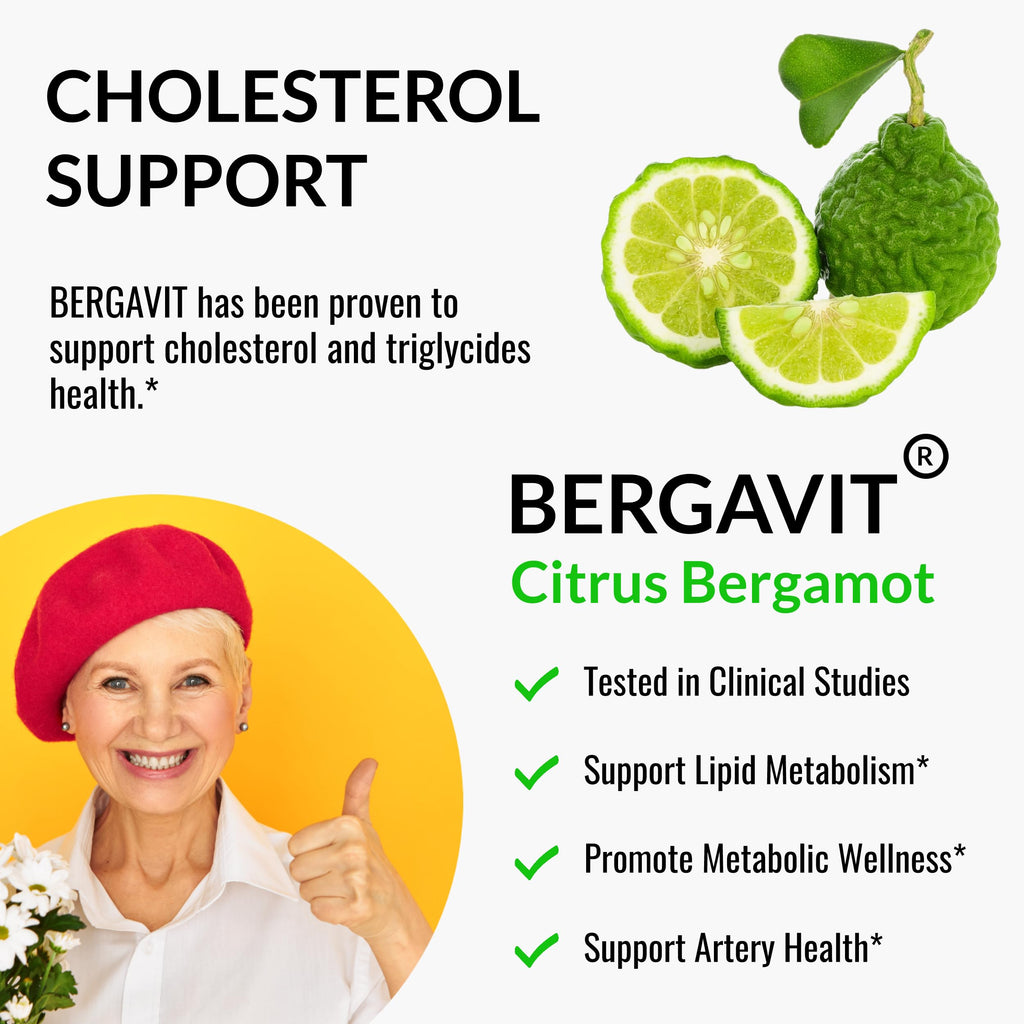 UpNourish Plant Sterols Citrus Bergamot Supplement for High Cholesterol with CoQ10, Omega 3, Olive Leaf, Turmeric Curcumin, Black Garlic and Niacin - 120 Softgels UpNourish Au supplements