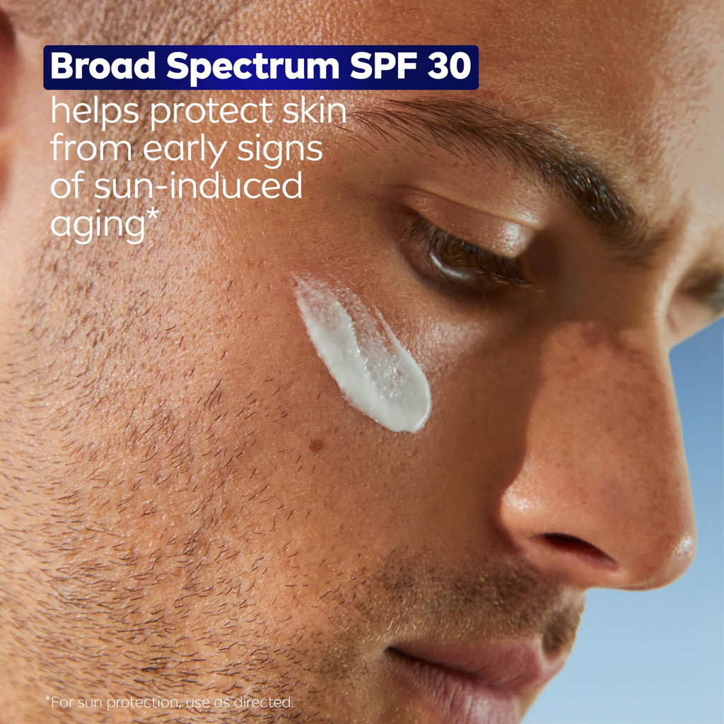 NIVEA MEN Age Defense Daily Face Moisturizer with Broad Spectrum SPF 30 Sunscreen, Pro-Retinol and Hyaluronic Acid, Beard-Friendly