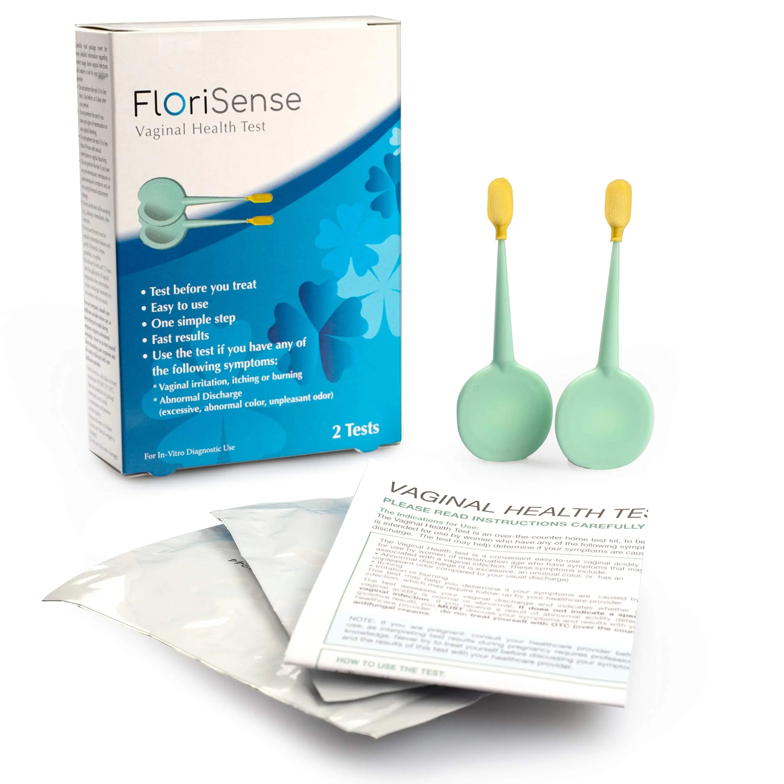 FloriSense Vaginal Health pH Test Kit - OTC Vaginal Acidity Test - Bacterial Vaginosis and Yeast Infections - 2 Swabs, Detect Feminine Imbalance - Before You Treat, Easy to Read Results in Seconds FloriSense Au supplements