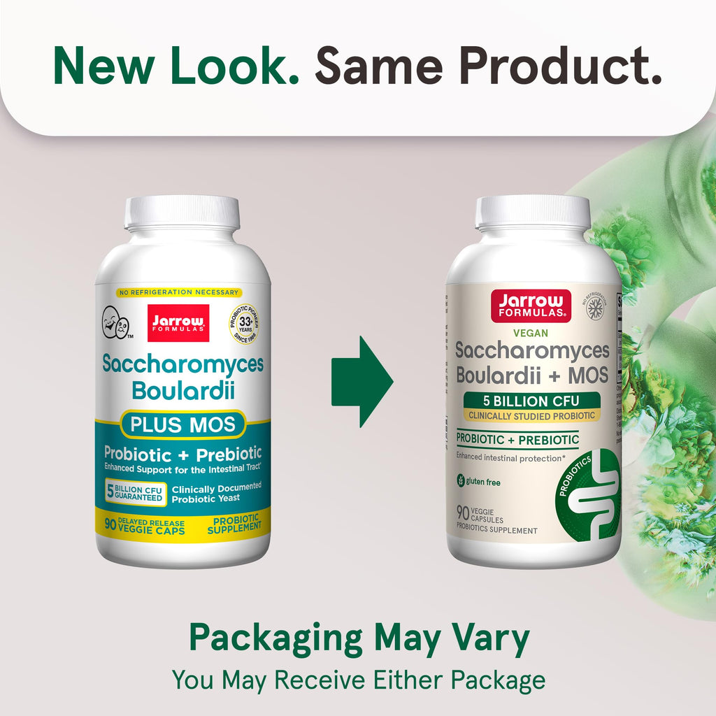 Jarrow Formulas Saccharomyces Boulardii + MOS Probiotics for Digestive Health and Intestinal Tract Support - 5 Billion CFU Per Serving - 90 Delayed Release Caps
