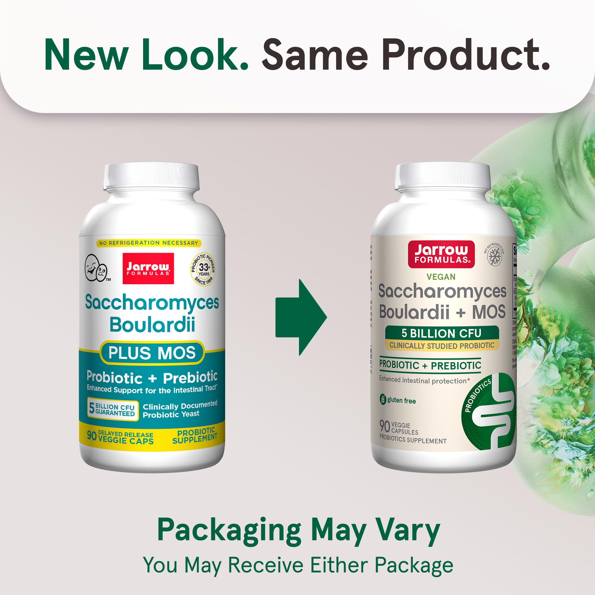 Jarrow Formulas Saccharomyces Boulardii + MOS Probiotics for Digestive Health and Intestinal Tract Support - 5 Billion CFU Per Serving - 90 Delayed Release Caps