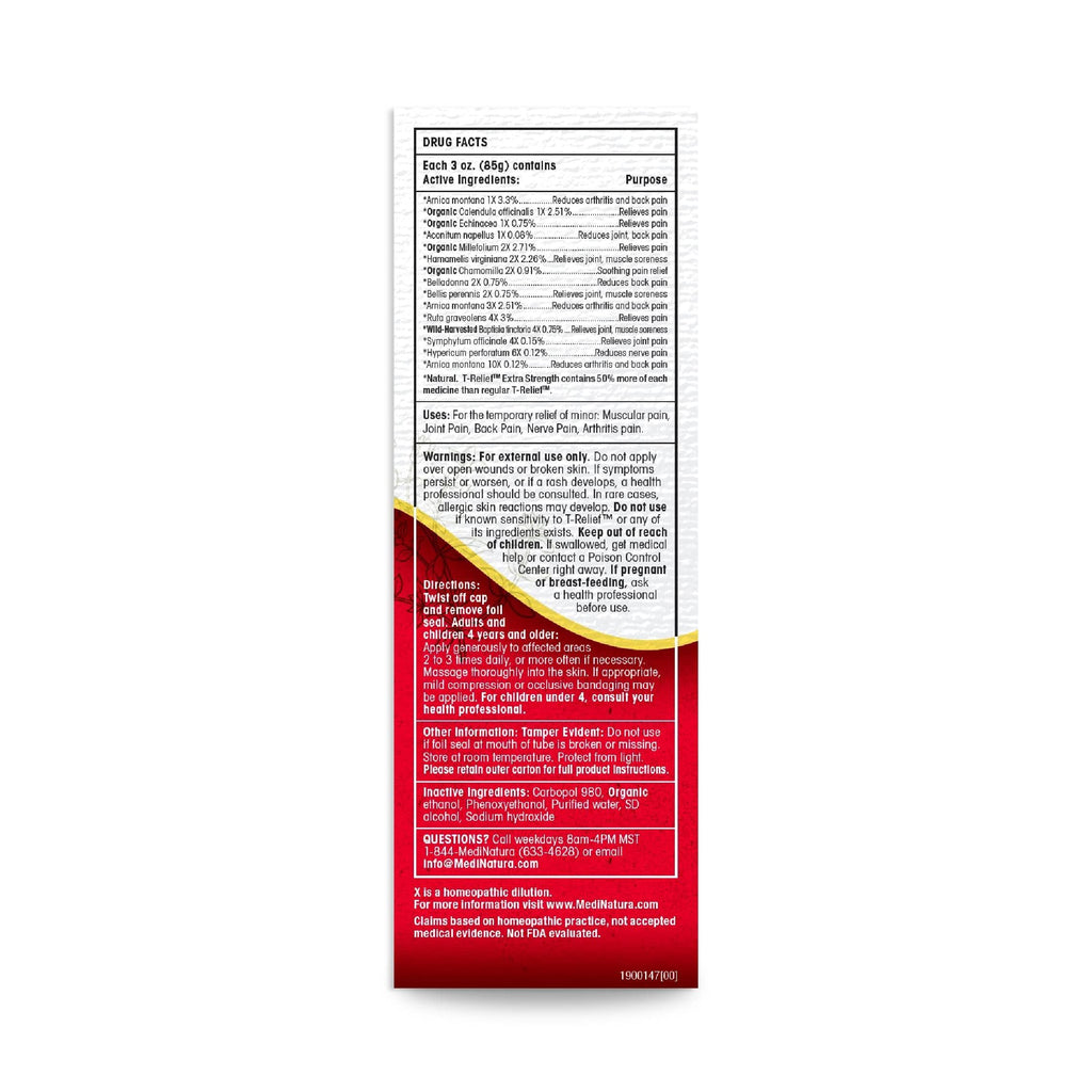 MediNatura T-Relief Extra Strength Gel Arnica +12 Natural Relieving Actives for Back Pain Joint Soreness Muscle Aches & Stiffness Whole Body Fast Acting Relief for Women & Men - 3 oz MediNatura Au supplements