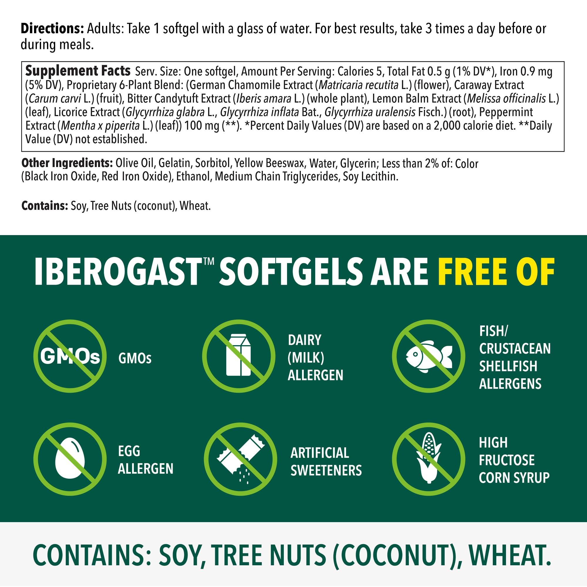Iberogast Softgels, Herbal Relief of Stomach Upsets: Occasional Indigestion, Bloating, Gas, Nausea, Upset Stomach; 6-Herb Blend with Iberis Amara,