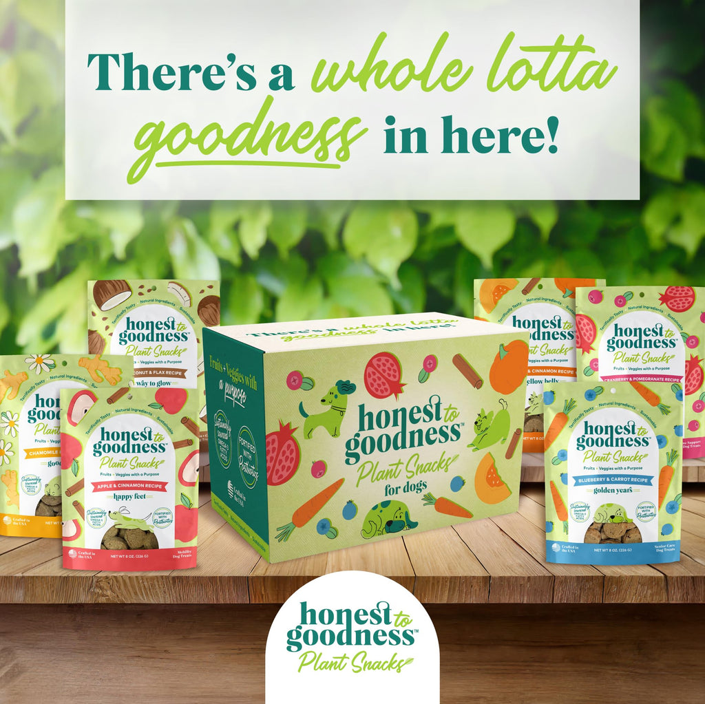 Honest to Goodness Plant Snacks Dog Treats, Enriched with Omega 3s & Postbiotics, 8oz Variety Pack, 6 Bags Honest to Goodness Au supplements