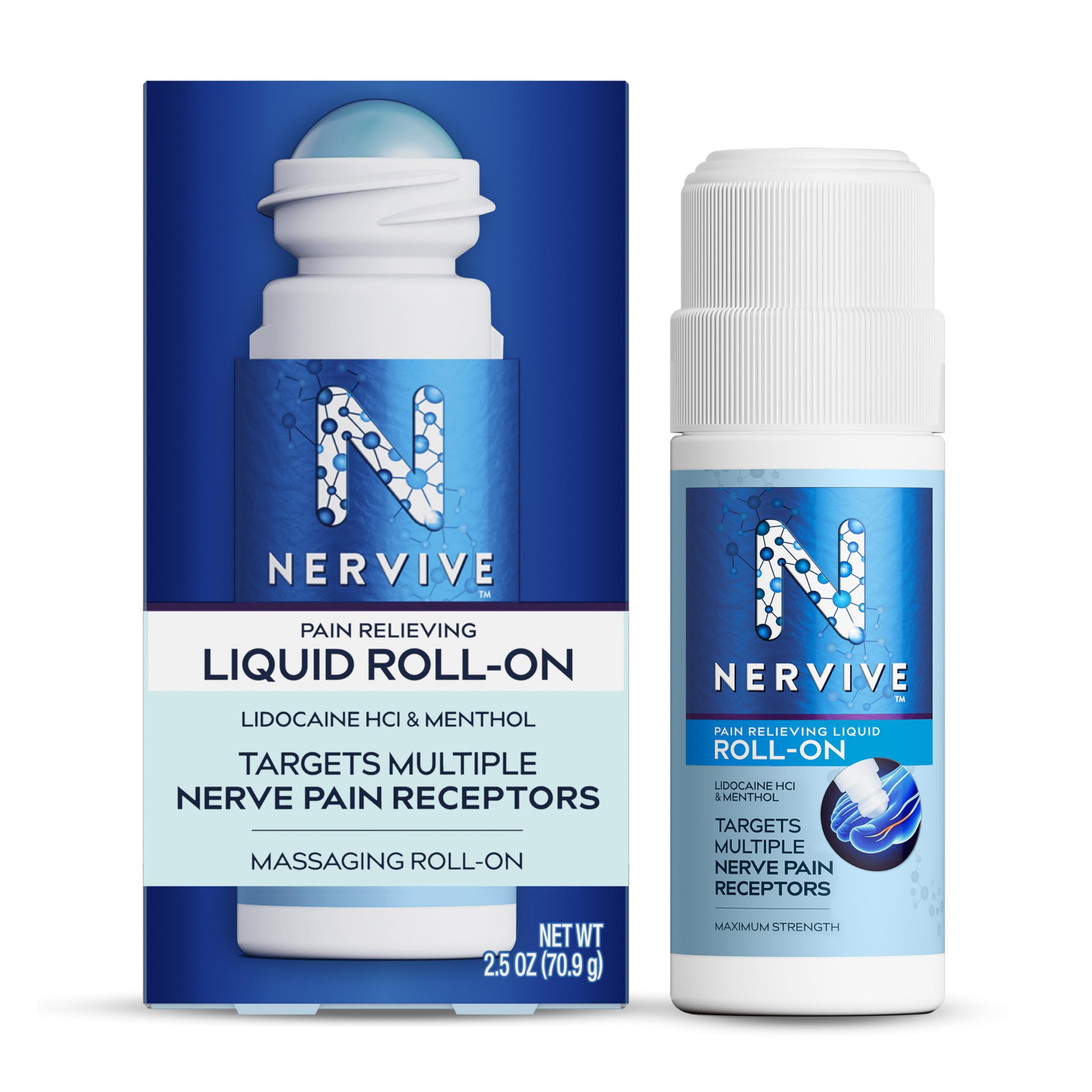 Nervive Pain Relieving Roll On, Lidocaine Roll On, Nervive Pain Relief, Lidocaine Topical, Foot Pain, Leg Pain, Hand Pain, Max Strength Formula, 2.5oz Nervive Au supplements