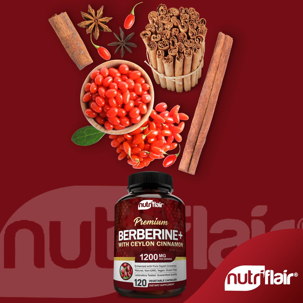 NutriFlair Premium HCL 1200mg, 120 Capsules - Plus Pure True Ceylon Cinnamon