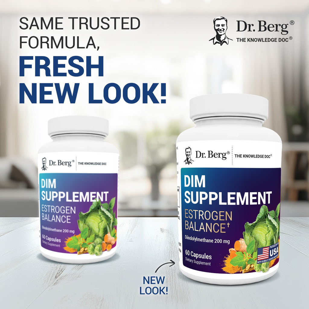 Dr. Berg DIM Supplement Estrogen Balance - Original Estrogen Supplement for Women with Diindolylmethane for Menstrual Symptoms & Menopause Relief & Black Pepper for Enhanced Absorption - 60 Capsules Dr. Berg Nutritionals Au supplements